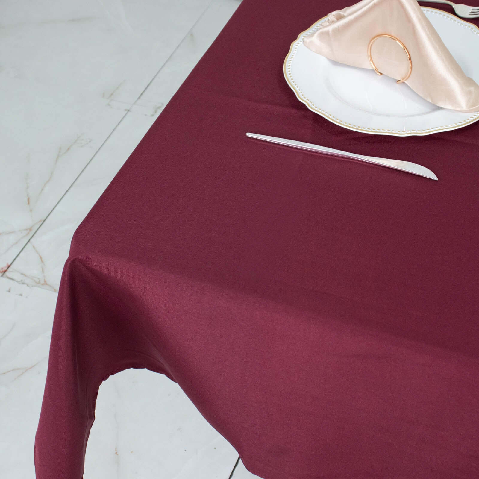 Premium Polyester 54"x54" Table Overlay Square Tablecloth Burgundy - Stain and Wrinkle-Resistant 220GSM Table Topper
