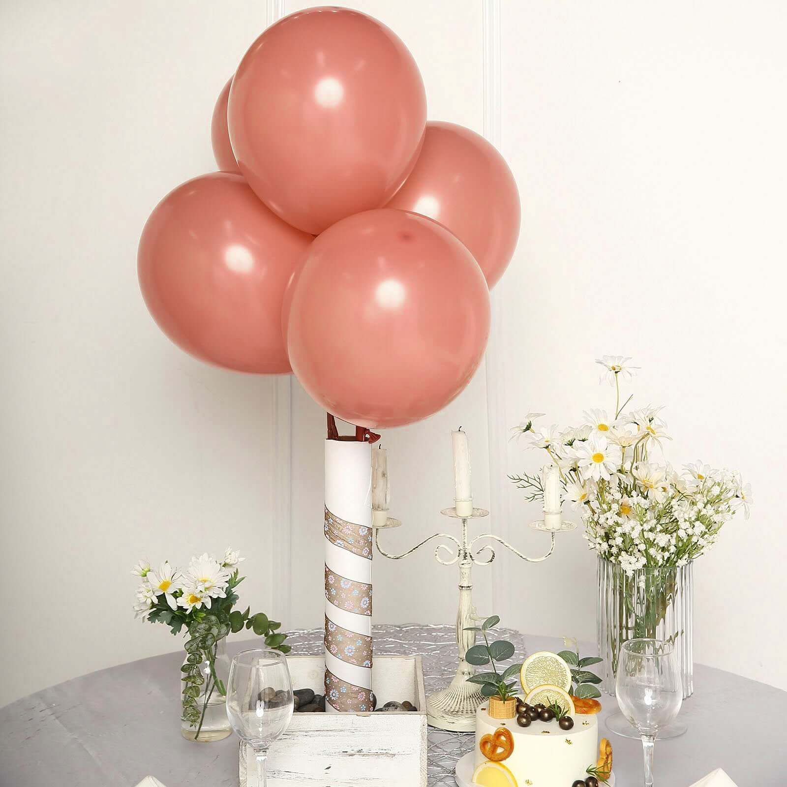 25 Pack 12" Matte Pastel Dusty Rose Helium Air Latex Party Balloons