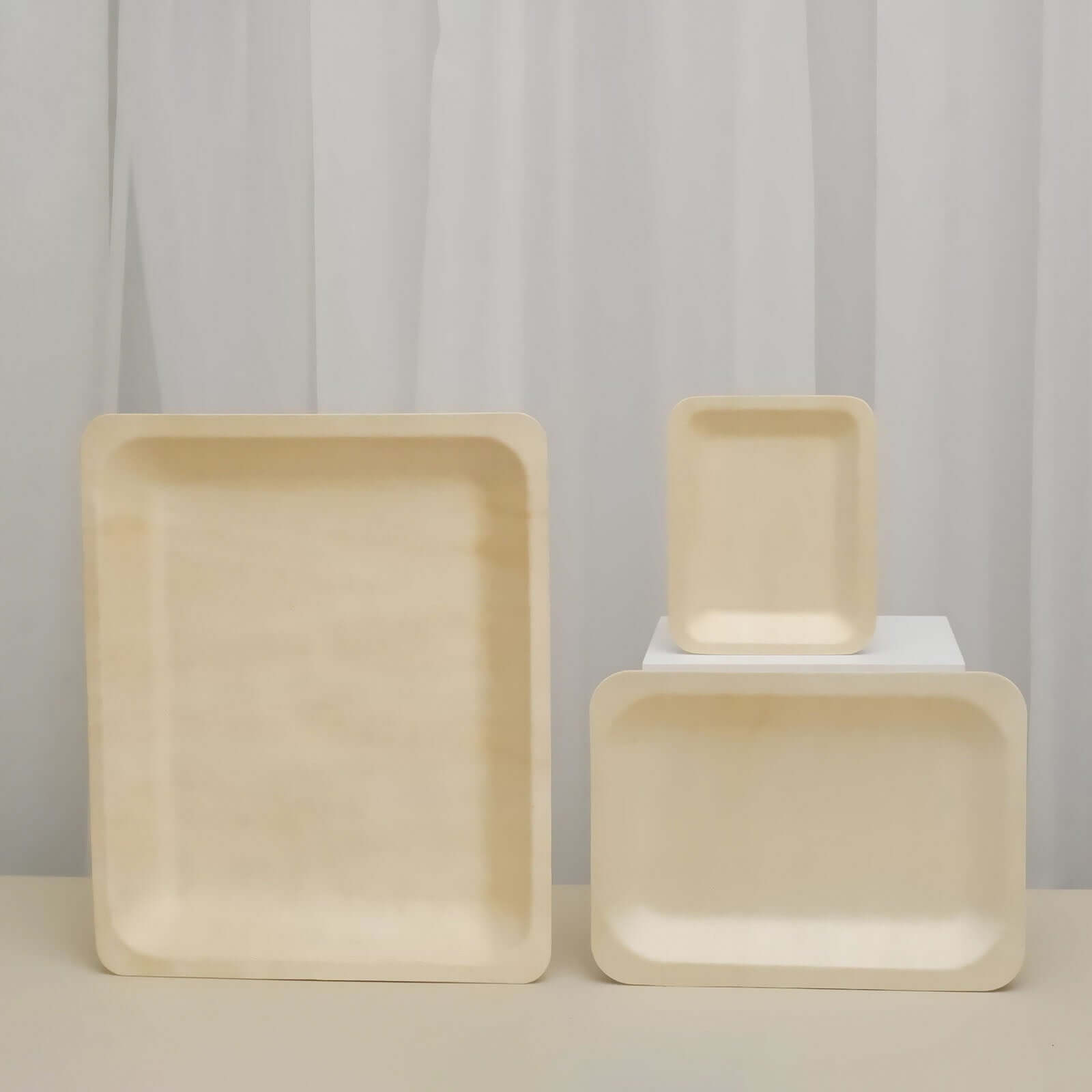 25-Pack Birchwood 5"x8" Rectangle Dessert Serving Plates - Natural Eco Friendly Wooden Disposable Plates for Farmhouse-Style Events, Parties & Gatherings