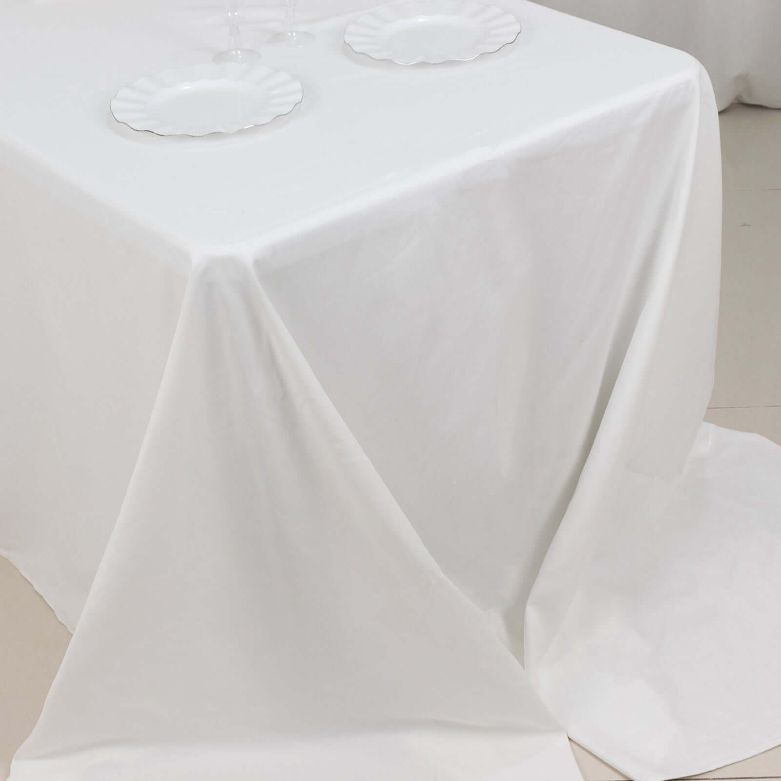 100% Cotton 90"x156" Rectangle Tablecloth White Linen - Seamless, Soft & Breathable Table Cover