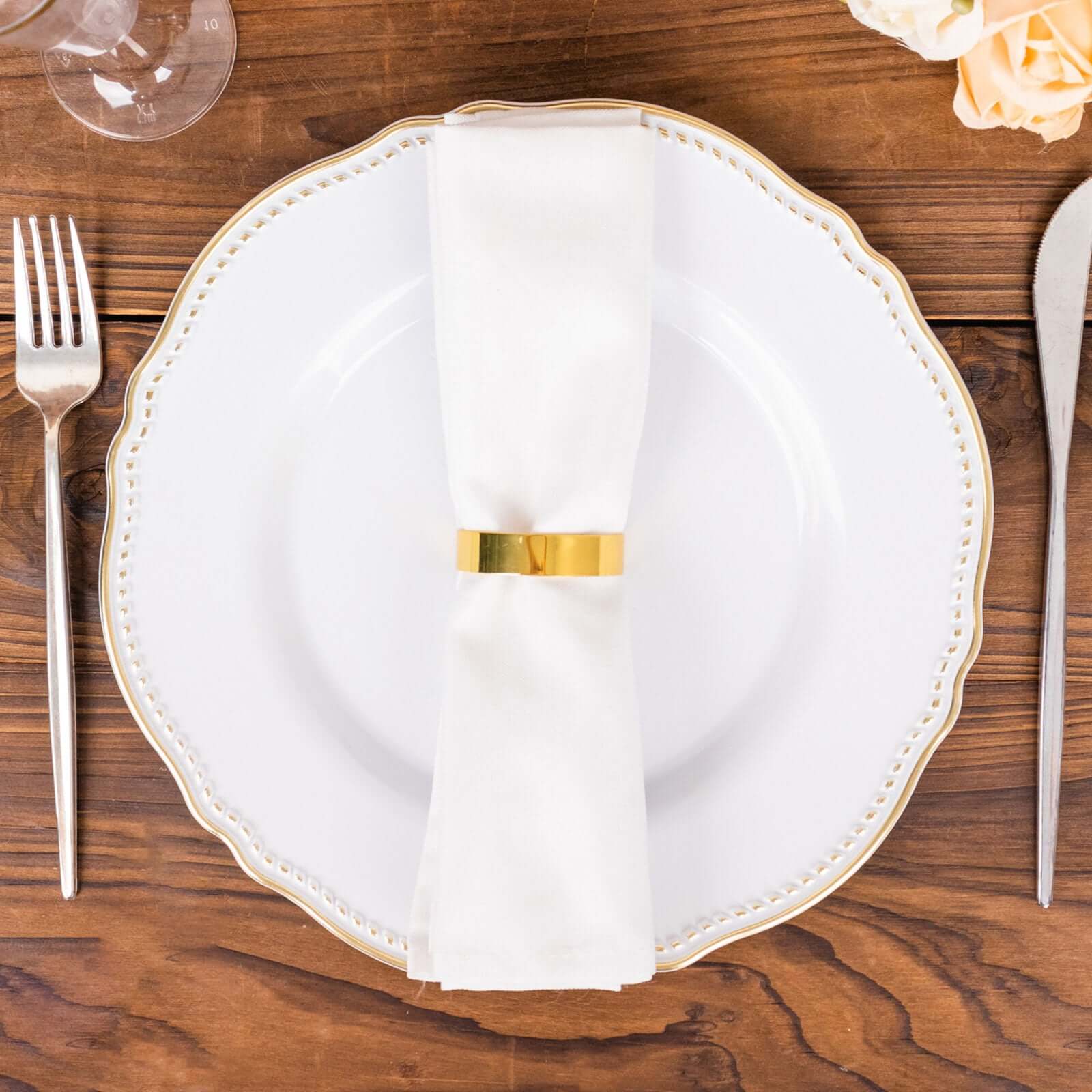 4 Pack 2" Shiny Gold Metal Semicircle Napkin Rings, D-Shaped Serviette Buckle Napkin Holders