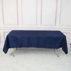 Taffeta 60"x102" Rectangle Tablecloth Navy Blue - Accordion Crinkle Table Cover