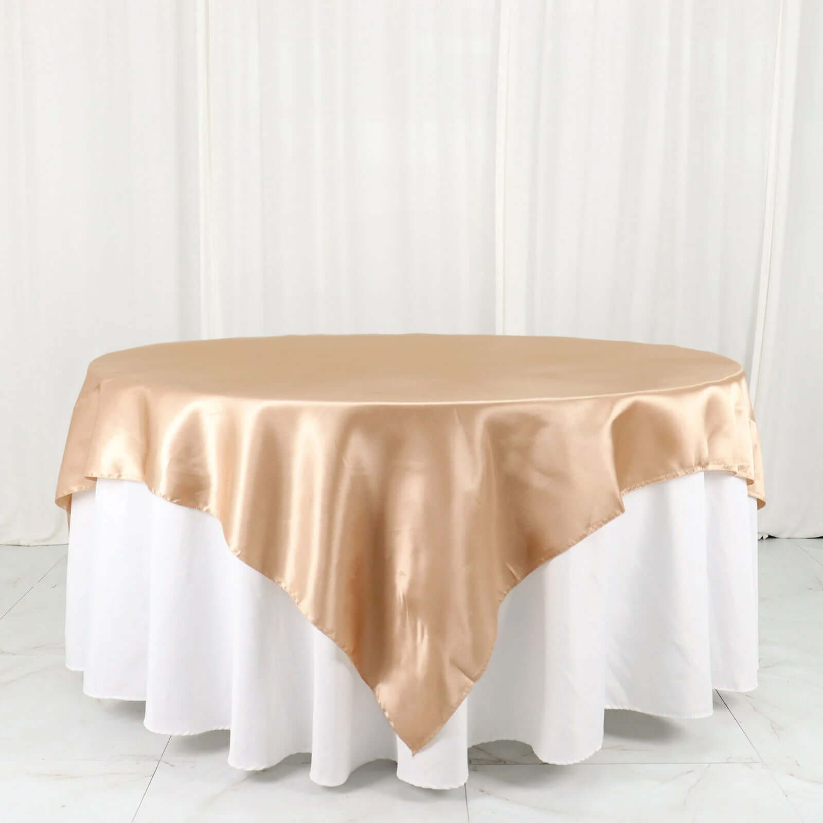 Satin 72"x72" Table Overlay Square Tablecloth Nude - Smooth Finish Table Cover