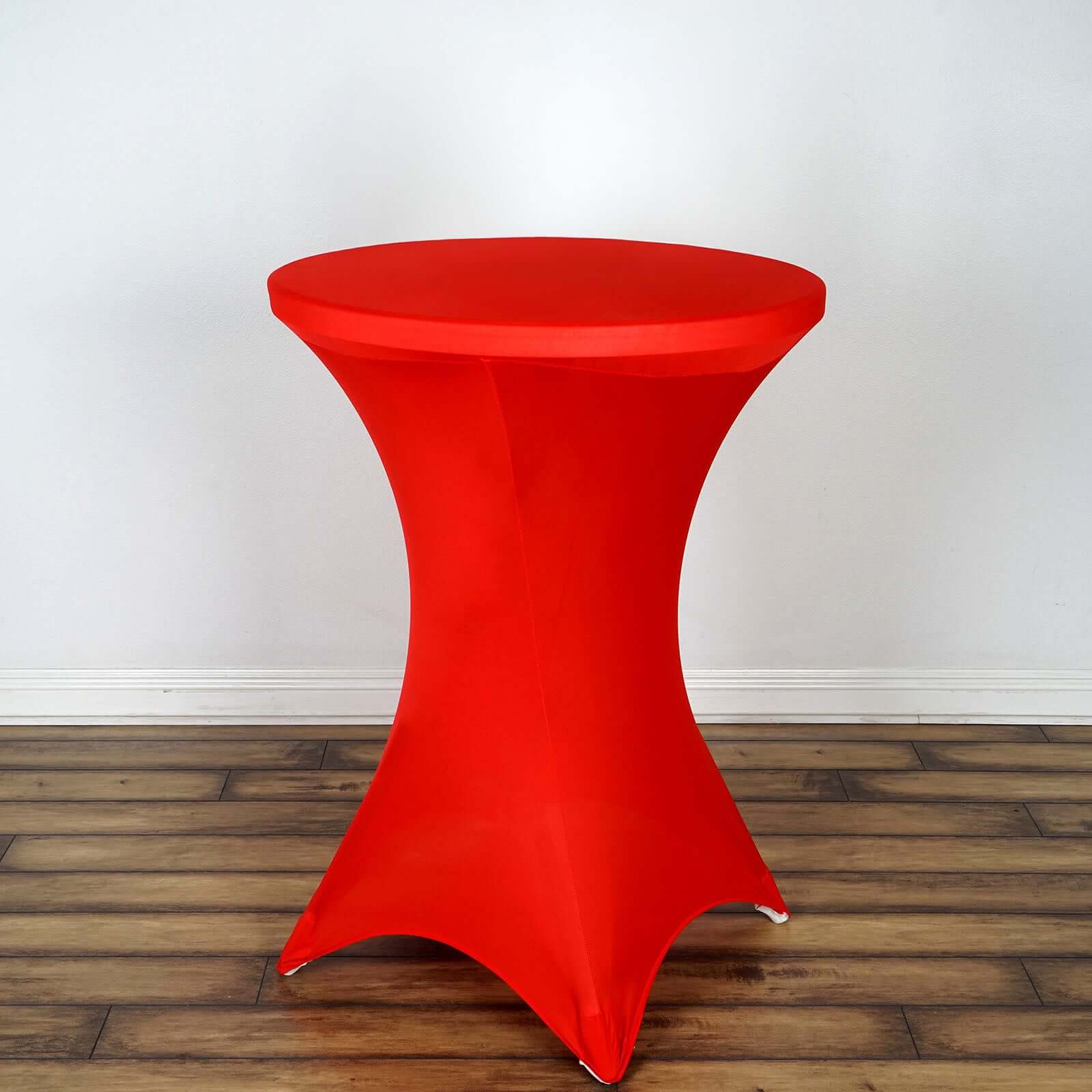 Spandex 30" Round Cocktail Table Cover Red - Easy to Maintain Stretch Fitted Highboy Tablecloth