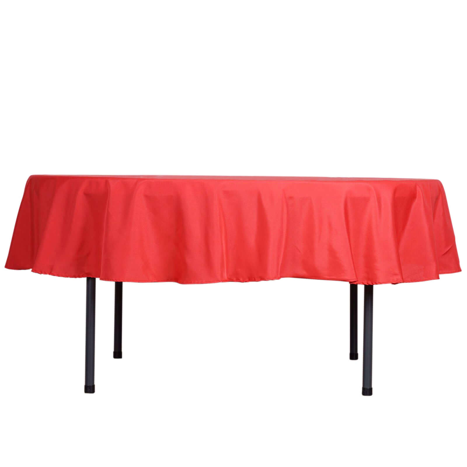 Polyester 90" Round Tablecloth Red - Stain & Wrinkle-Resistant Table Cover