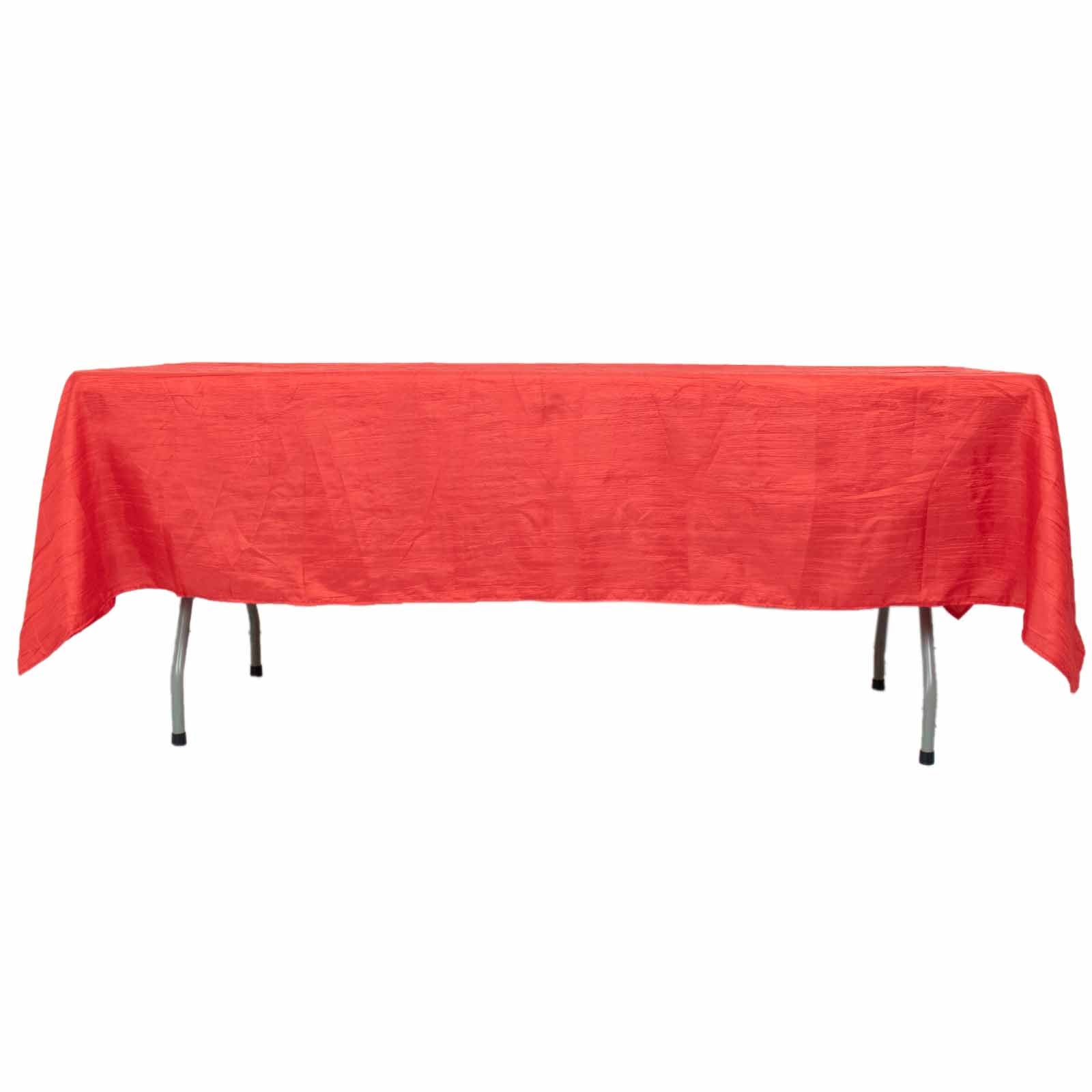 Taffeta 60"x102" Rectangle Tablecloth Red - Accordion Crinkle Table Cover