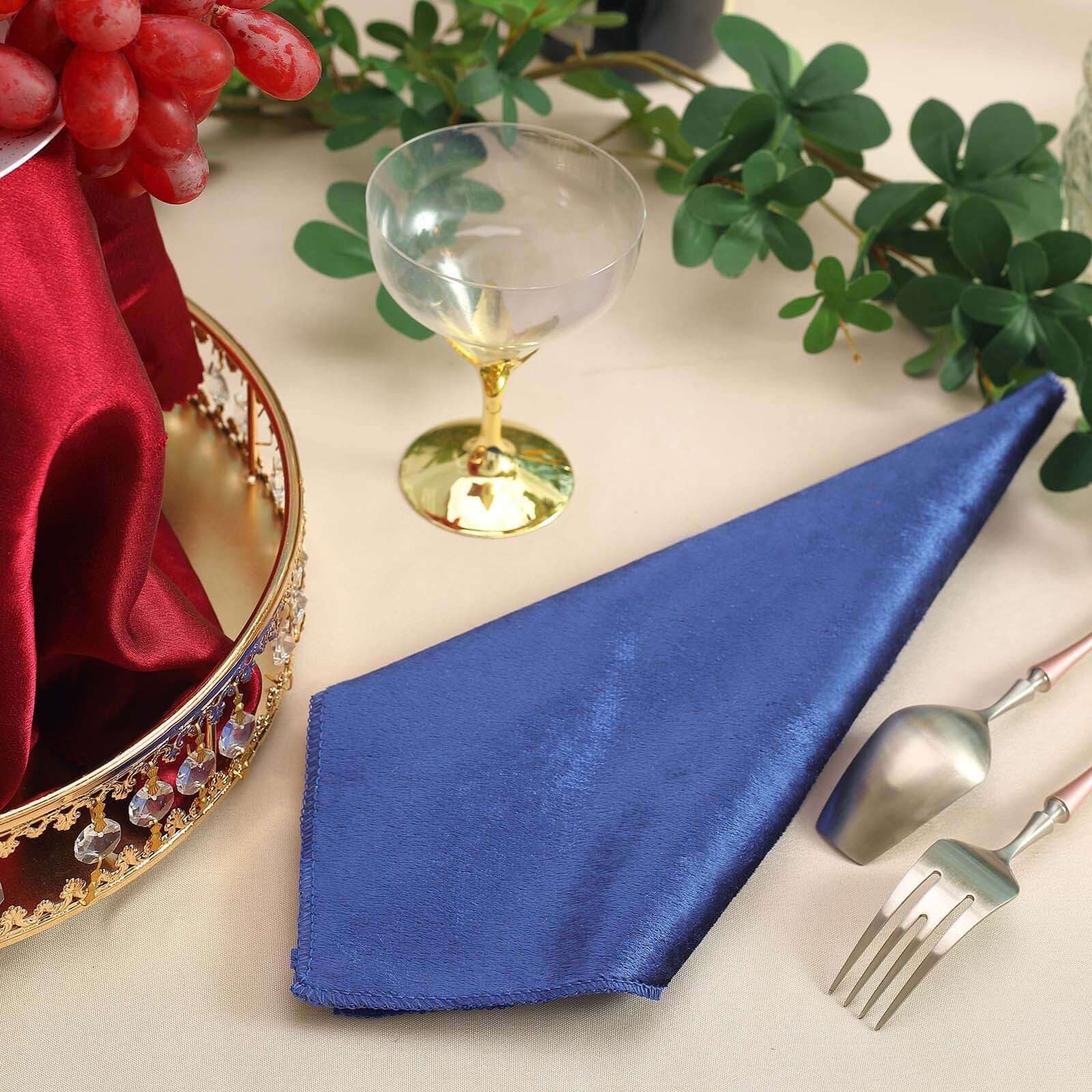 5 Pack Premium Velvet 20"x20" Napkins Royal Blue - Soft Sheen Finish Cloth Napkins
