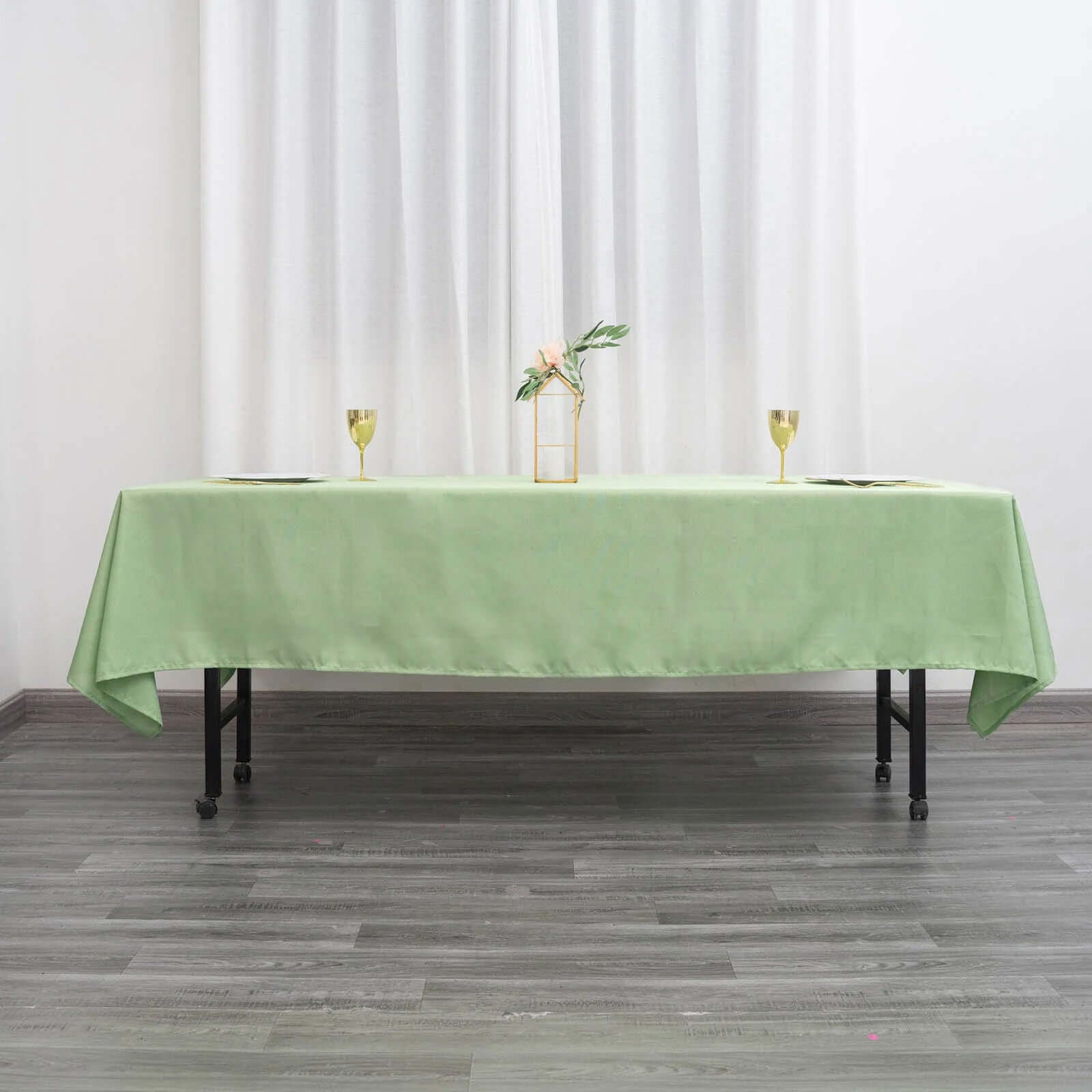 Polyester 60"x102" Rectangle Tablecloth Sage Green - Durable and Stylish Table Cover