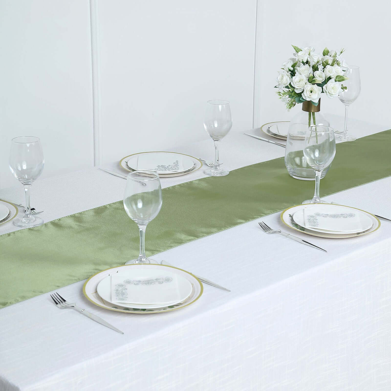 Satin 12"x108" Table Runner Sage Green - Stylish Table Linen