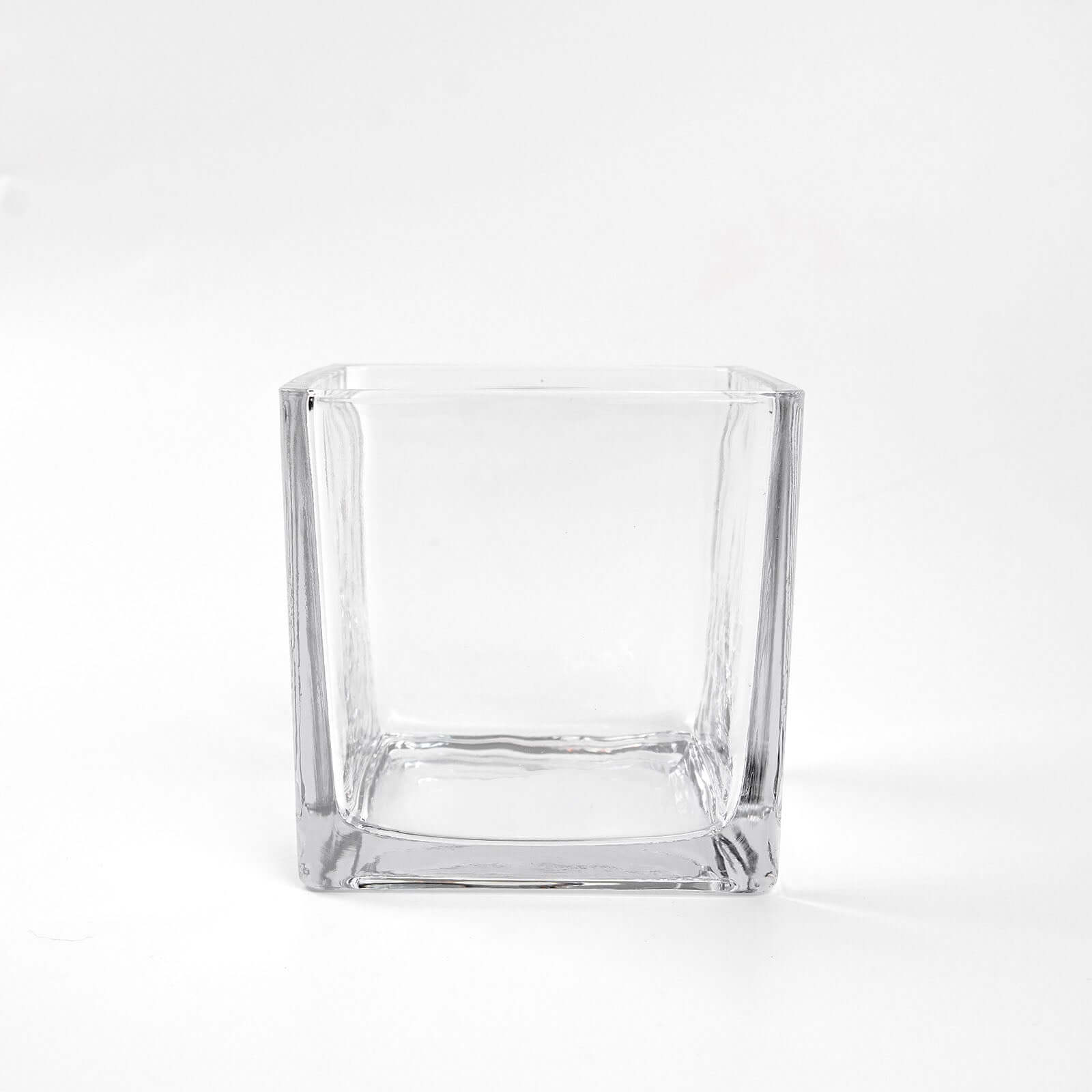 Glass Flower Vase Square Design Heavy Duty Clear - Premium Table Centerpiece for Events 4"