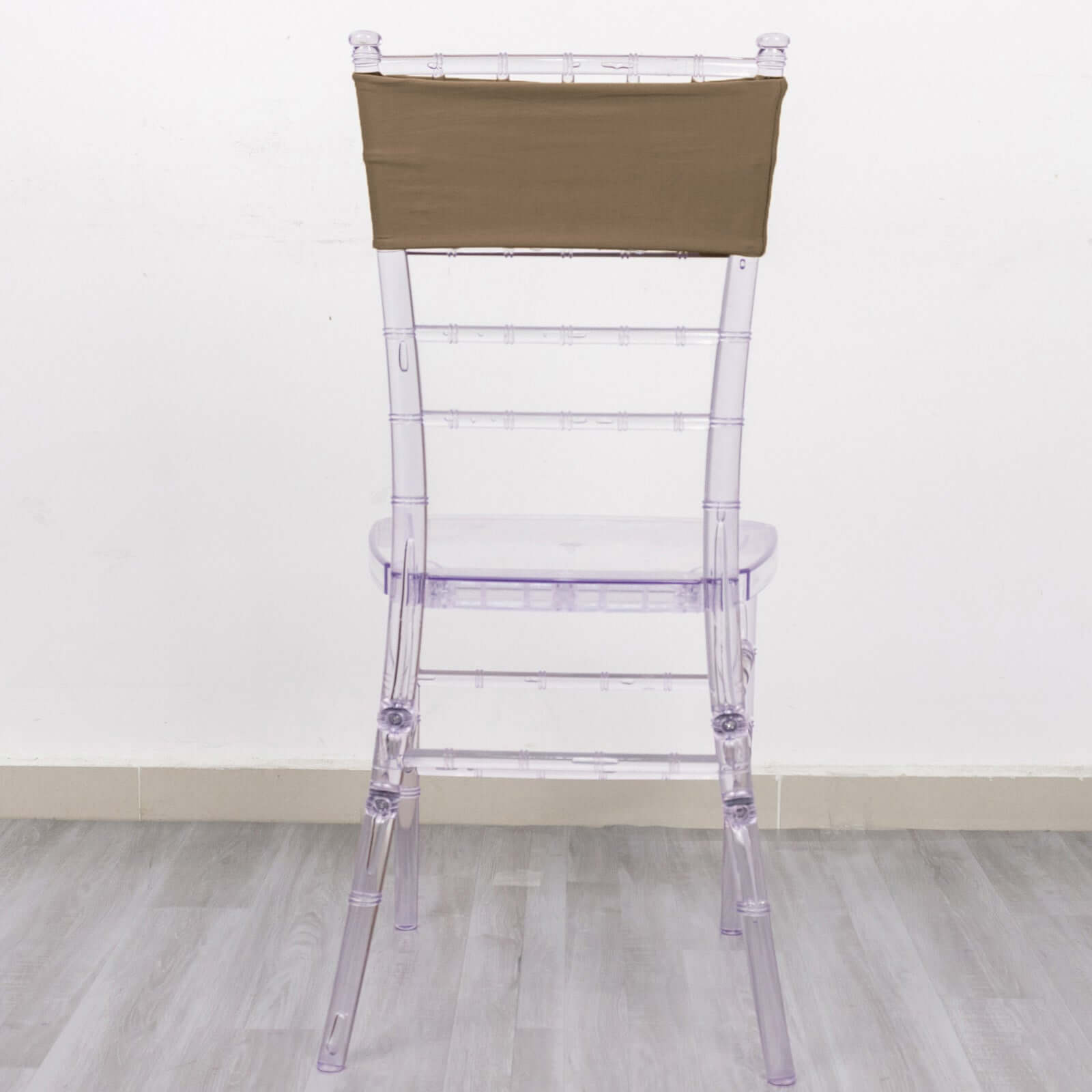 5 Pack Stretch Spandex Chair Sashes Taupe - Fitted Finish Two Ply Heavy Duty Chair Bands 5"x12"