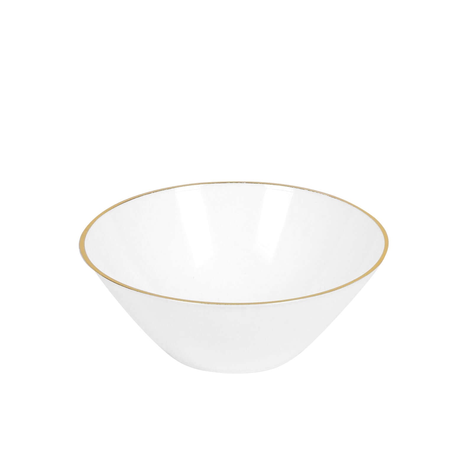 24-Pack Heavy Duty Plastic Ice Cream Bowls Glossy White Gold Rim Premium - Great for Events 7oz