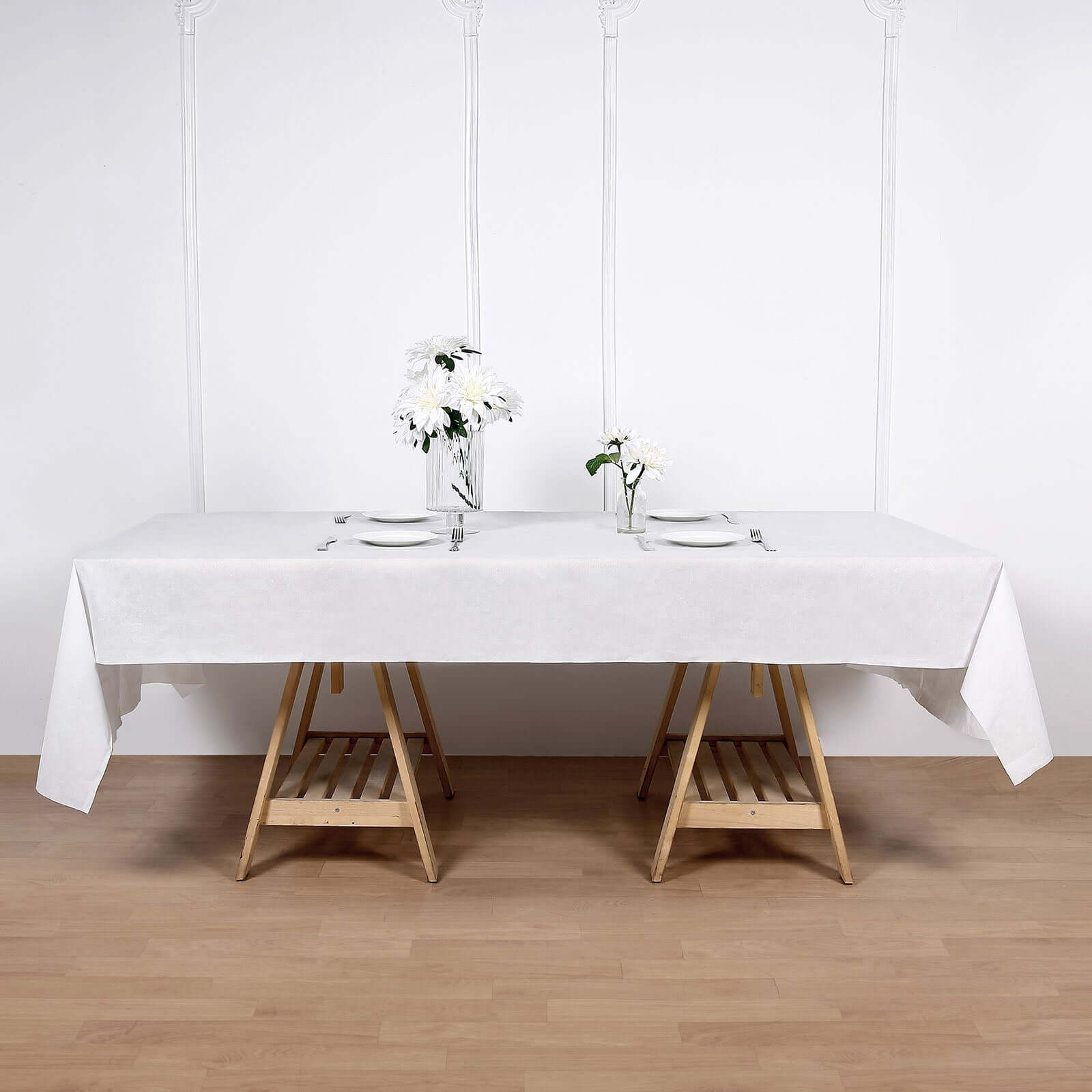 Linen-Like Paper 50"x108" Rectangle Tablecloth White - Disposable Airlaid Table Cover for Easy Cleanup
