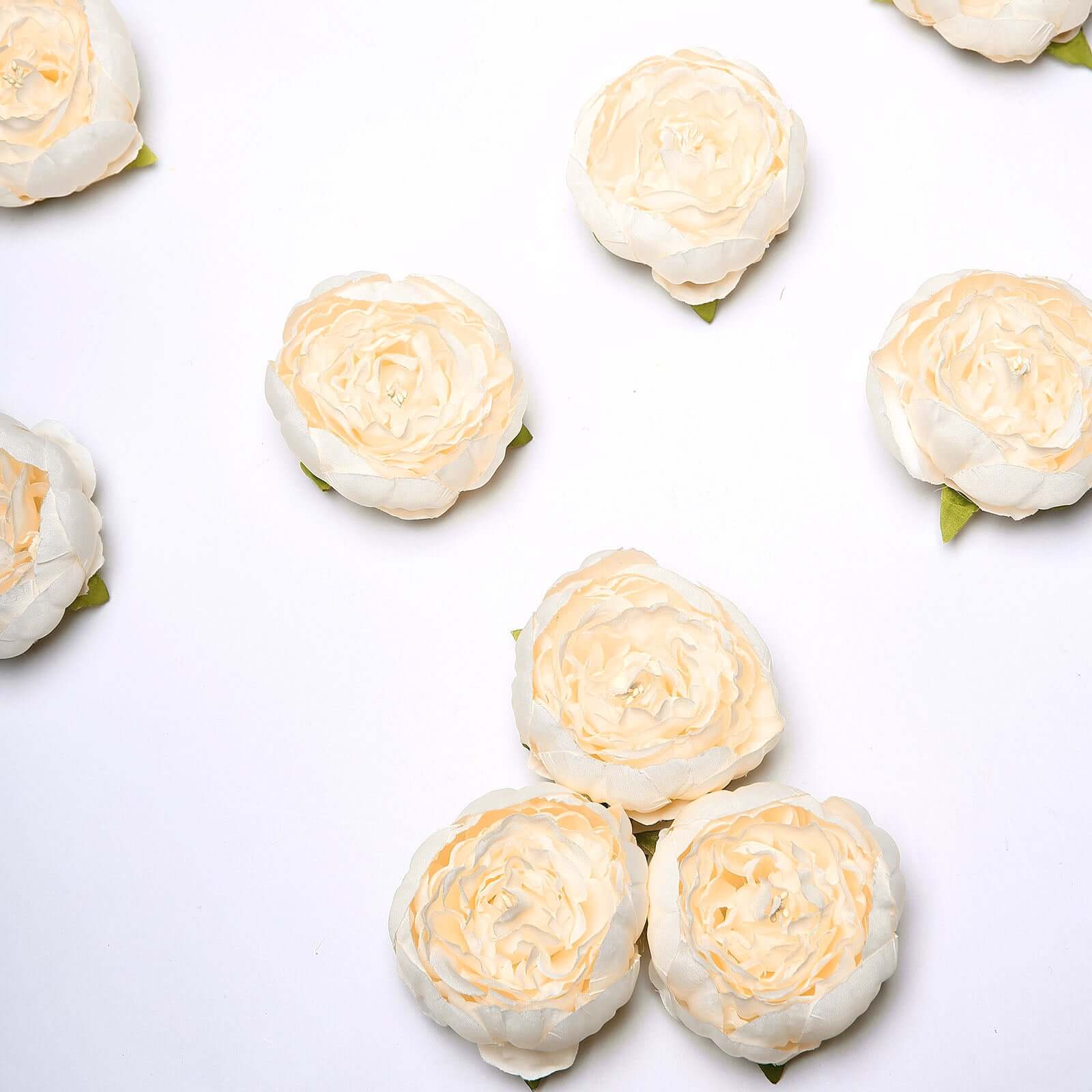 10-Pack Artificial Peony Flower Heads Beige - Versatile Faux Craft Flowers for DIY Event Styling Scrapbooking & Floral Arrangements 3"