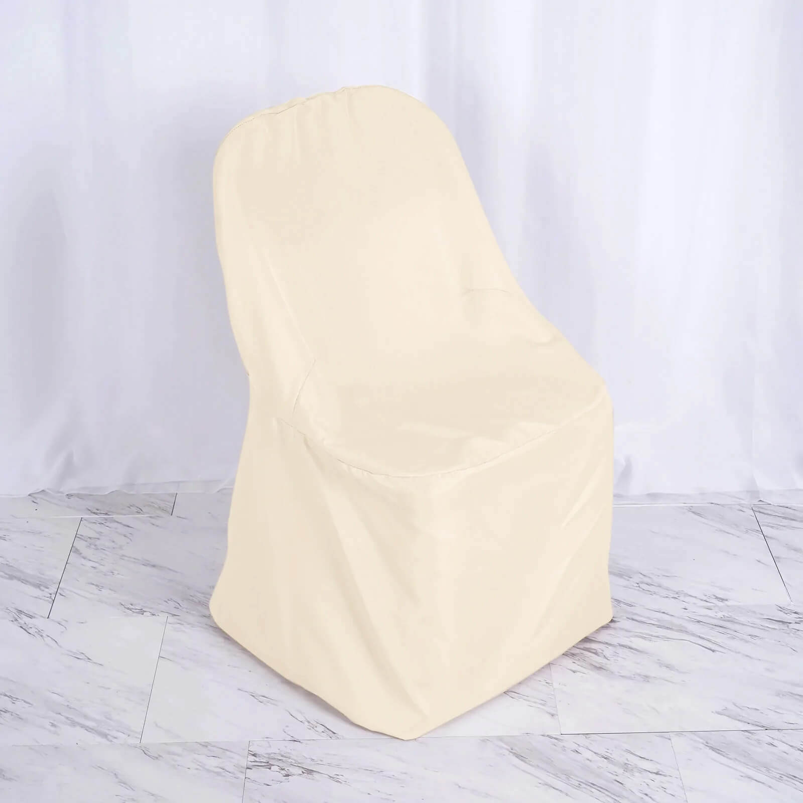 10 Pack Polyester Chair Covers for Folding Chairs Beige - Wrinkle-Free Stain-Resistant Slip-On Slipcovers