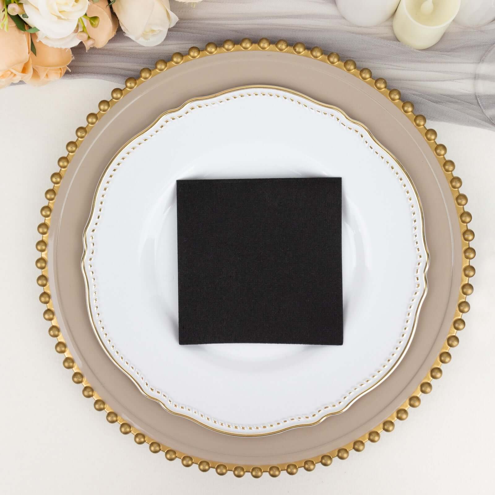 20 Pack Linen-Like Paper 5"x5" Napkins Black - Highly Absorbent Airlaid Napkins