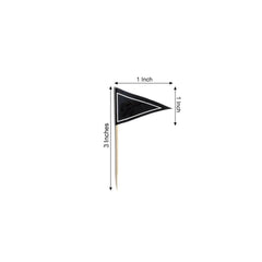 50-Pack Cupcake Topper Picks Black Triangle Flag Design - Food and Cocktail Decorations for Celebrations 3"