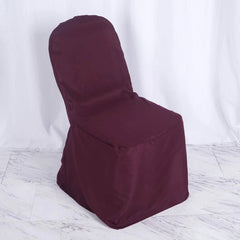 10 Pack Polyester Chair Cover for Banquet Chairs Burgundy - Stain-Resistant Reusable Slip-On Slipcover