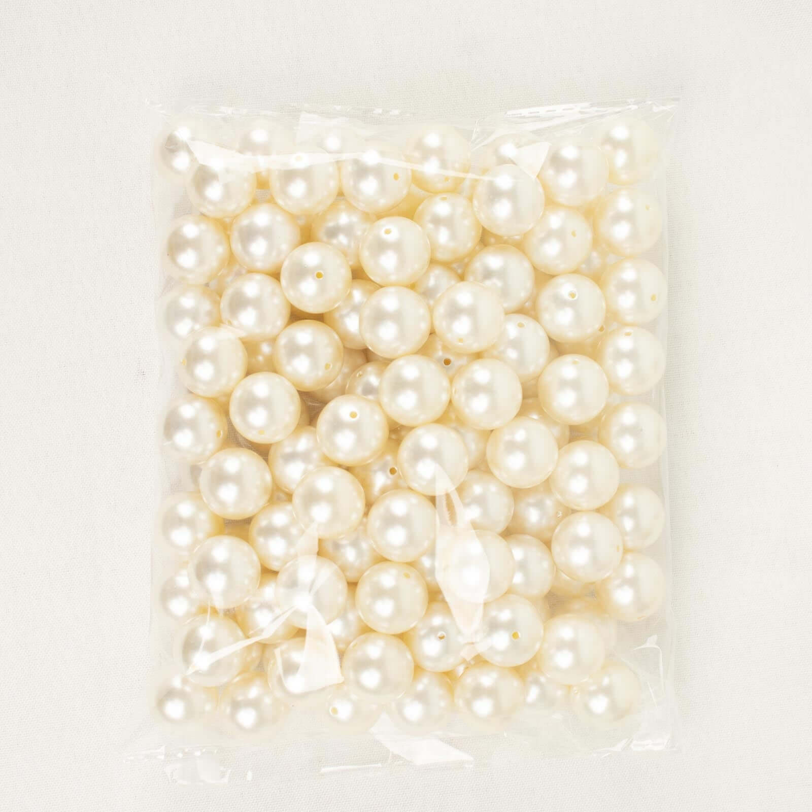 120-Pack Faux Craft Pearl Beads Ivory - Glossy Beads with Holes for Vase Filler Jewelry Making Bridal Accessories & Event Decor 20mm