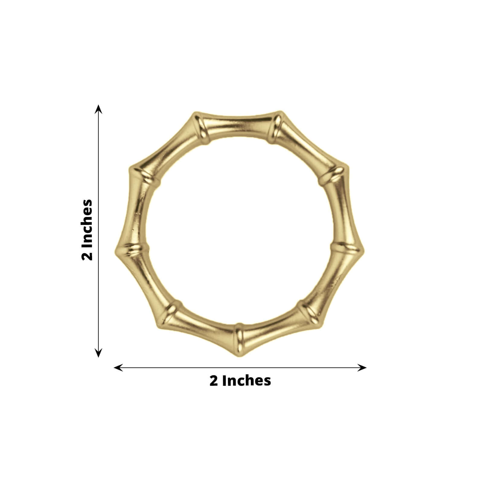 4 Pack Gold Metal Napkin Rings Bamboo Knuckle Style, Modern Serviette Holders - 2"