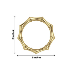 4 Pack Gold Metal Napkin Rings Bamboo Knuckle Style, Modern Serviette Holders - 2"