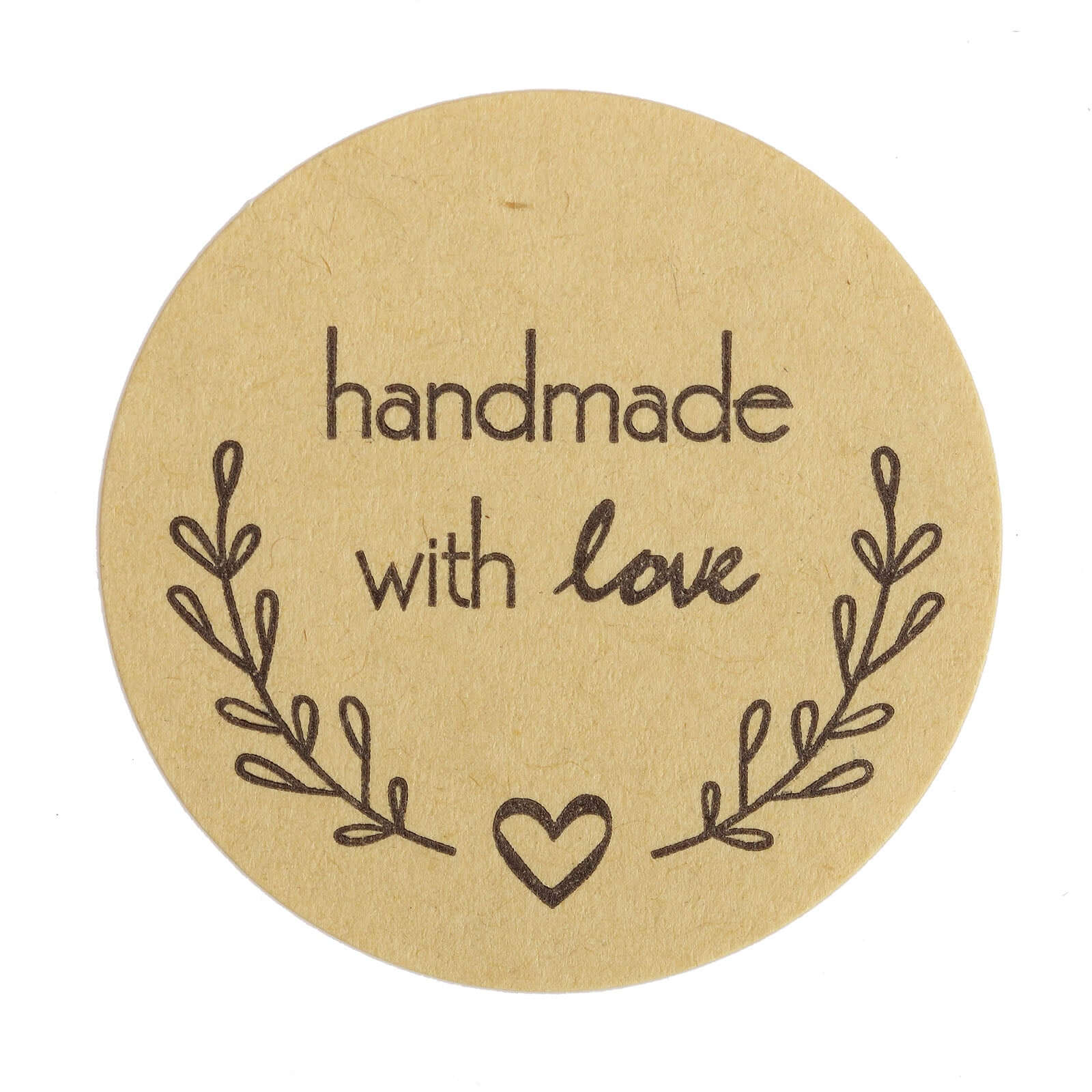 500Pcs 1.5” Handmade with Love Olive Branch Stickers Roll, Cookie and Bakery Box Labels - Round