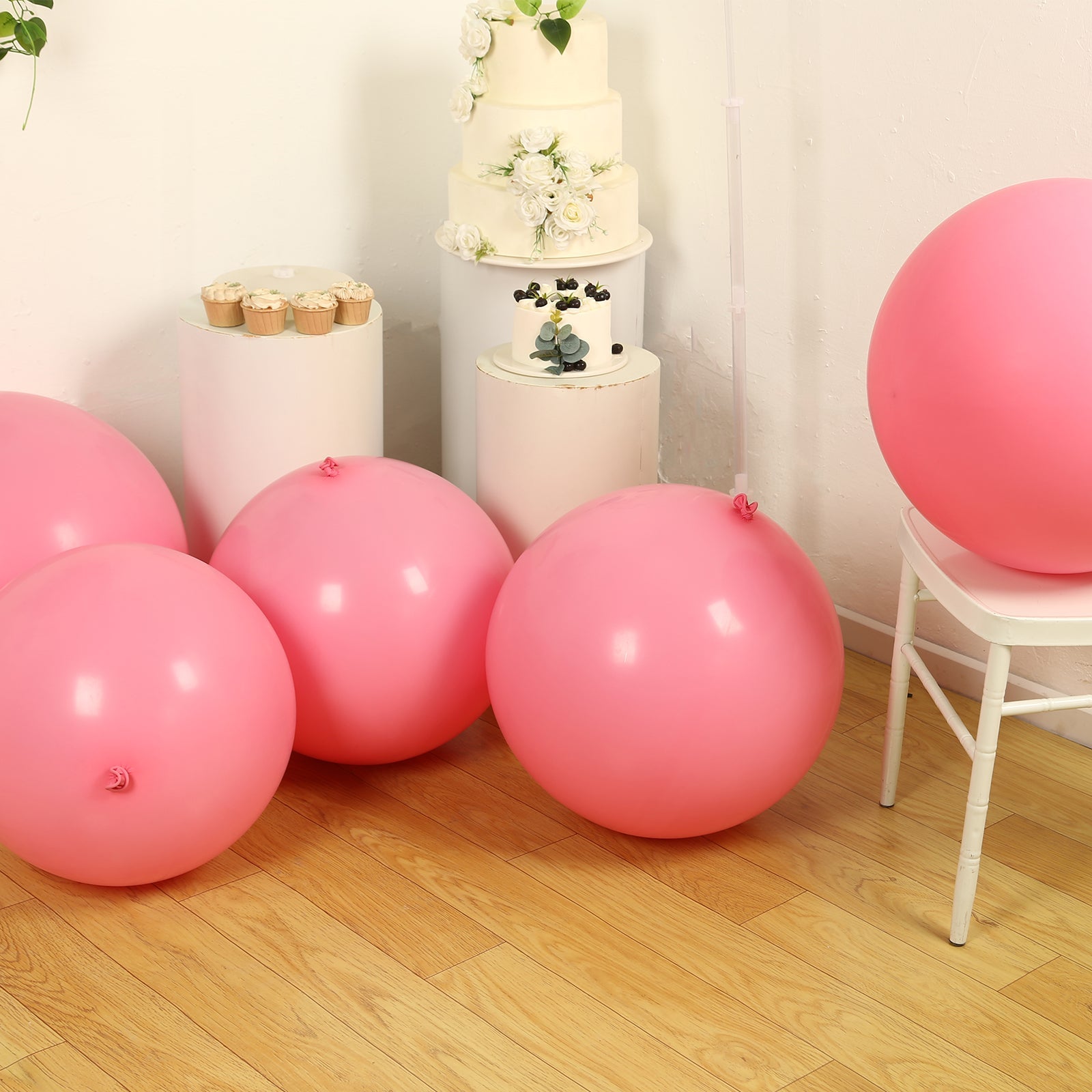 5 Pack Large Matte Pastel Pink Biodegradable Balloons, 36" Round Eco-friendly Thickened Latex Party Balloons