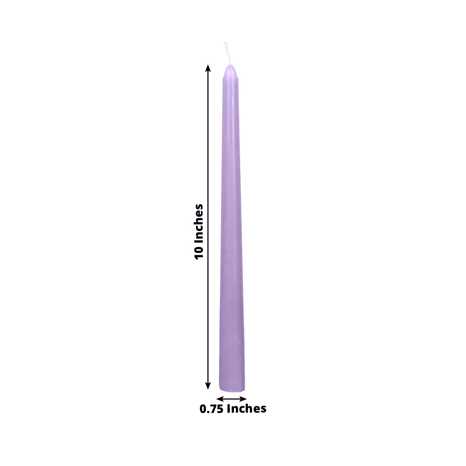 10-Pack Taper Candles Premium Wax Design Lavender Lilac - Unscented Candles for Upscale Settings 10"