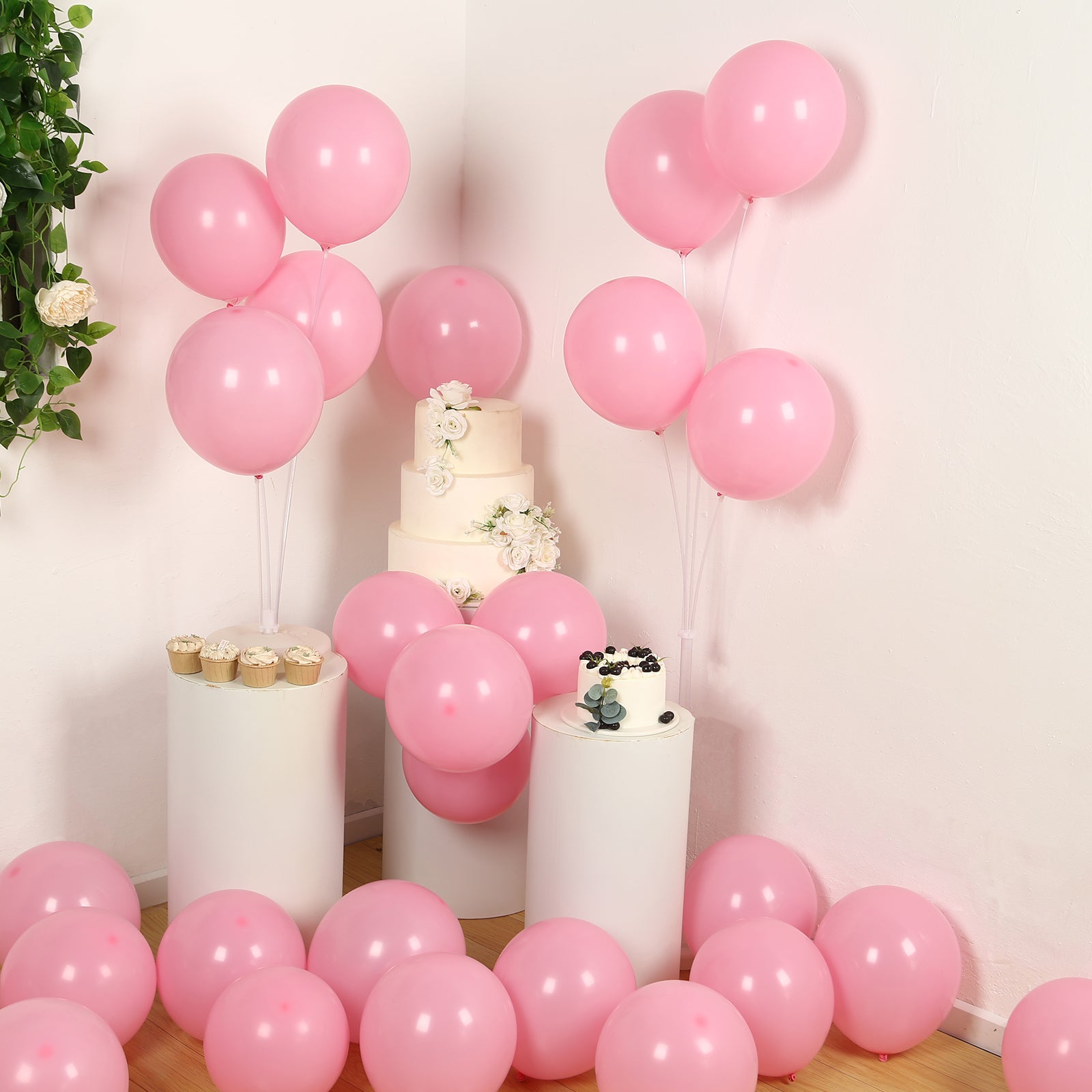 50 Pack Matte Pastel Pink Biodegradable Balloons 12", Round Eco-friendly Thick Latex Party Balloons