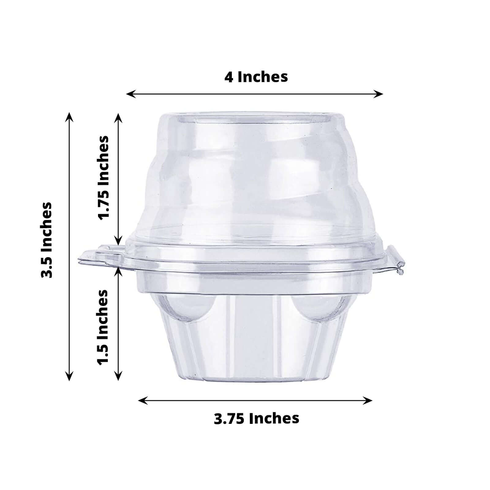 25-Pack Plastic Cupcake Container Boxes Clear - Single Clamshell-Packaging with Stackable Dome Lid for Events & Bakeries 4"