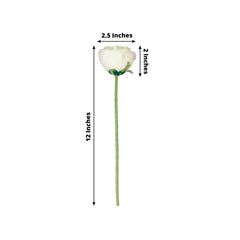 10 Pcs 12" Artificial Silk Roses - Ivory, Single Stem Rose for Flower Bouquet Arrangements