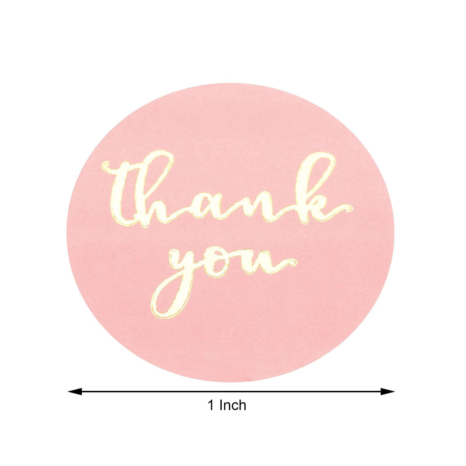 500Pcs 1" Thank You Gold Foil Text On Pink Stickers Roll Décor, Labels and Seals For DIY Envelope - Round