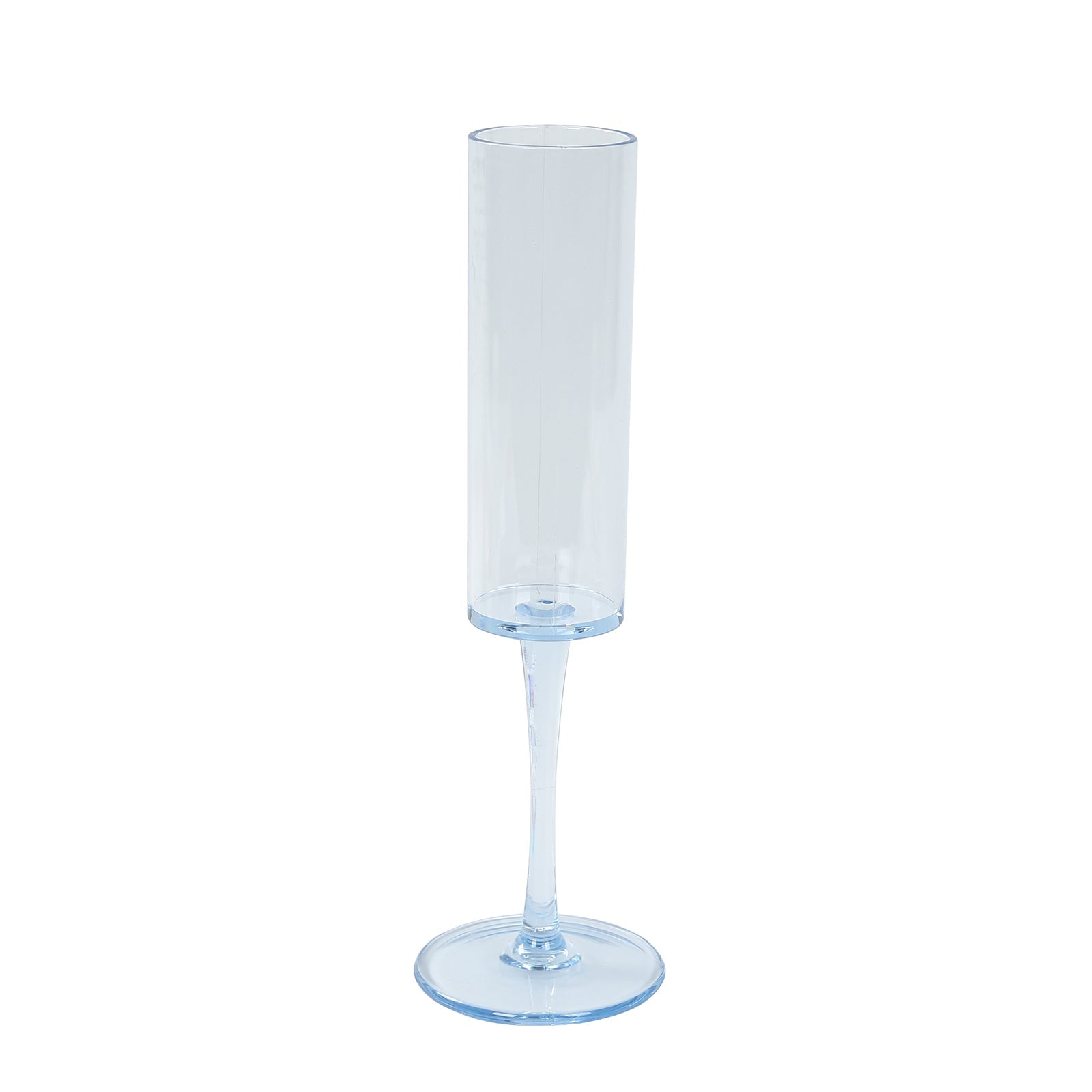 6-Pack Plastic Wine Mimosa Goblets Transparent Dusty Blue Cylindrical Shape - Reusable Champagne Flute Glasses 9.5" Tall 6oz
