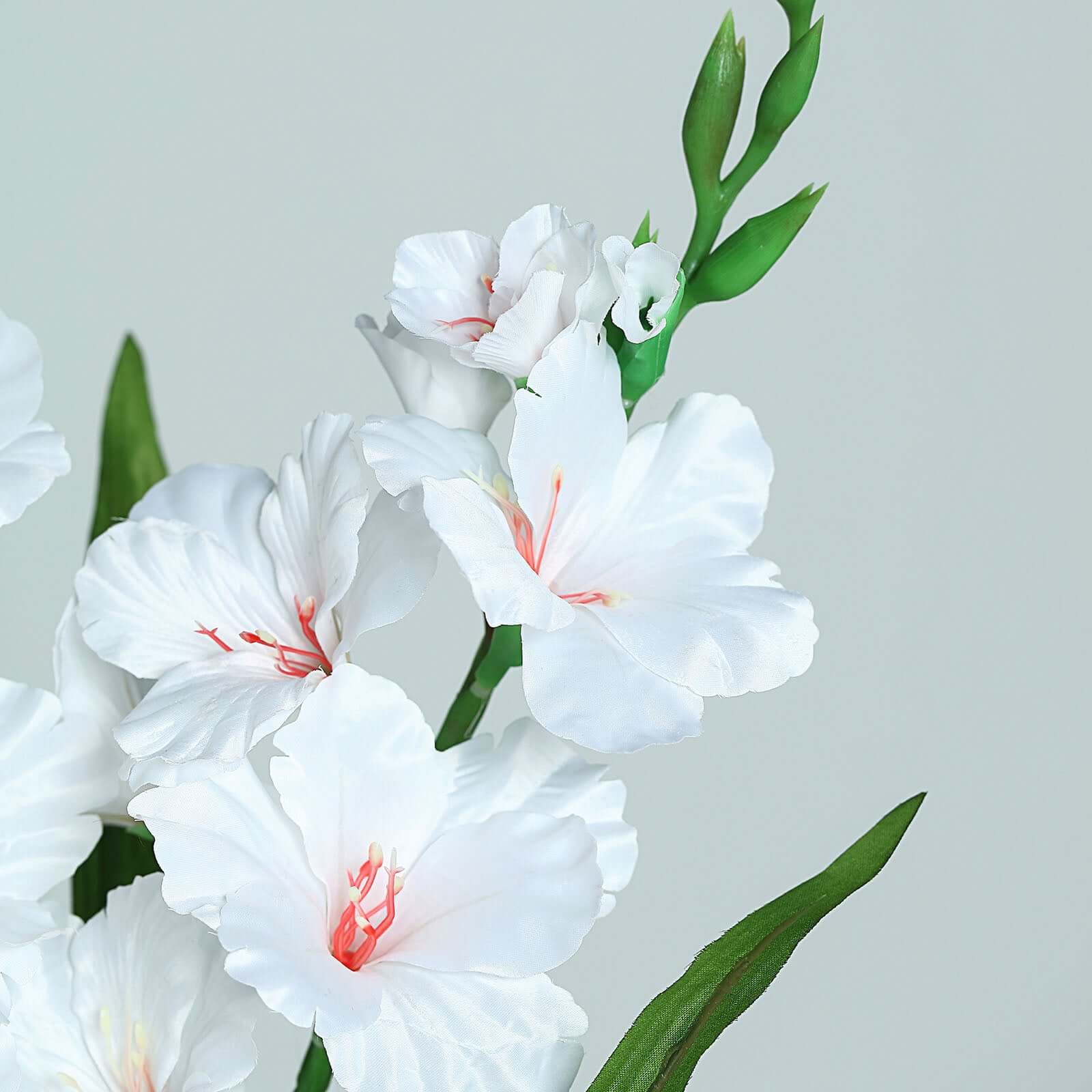 3 Stems 36" Tall White Artificial Silk Gladiolus Flower Spray Bush