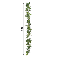 6ft Real Touch Green Artificial Silk Rose Leaf Hanging Vine, Flexible Greenery Table Garland