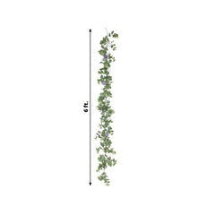 6ft Artificial Eucalyptus Garland with Lavender Lilac/Purple Silk Roses – Faux Greenery Vine