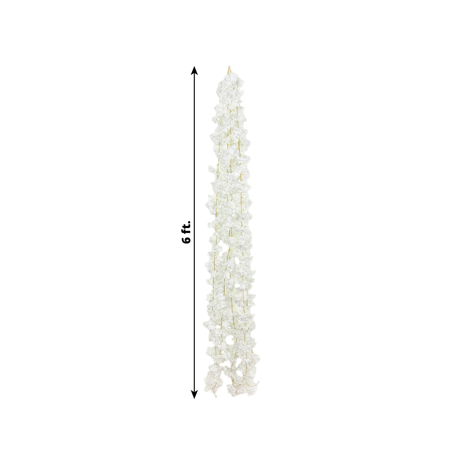 5 Pack White Artificial Cherry Blossom Floral Garland, 6ft Silk Flower Hanging Vines