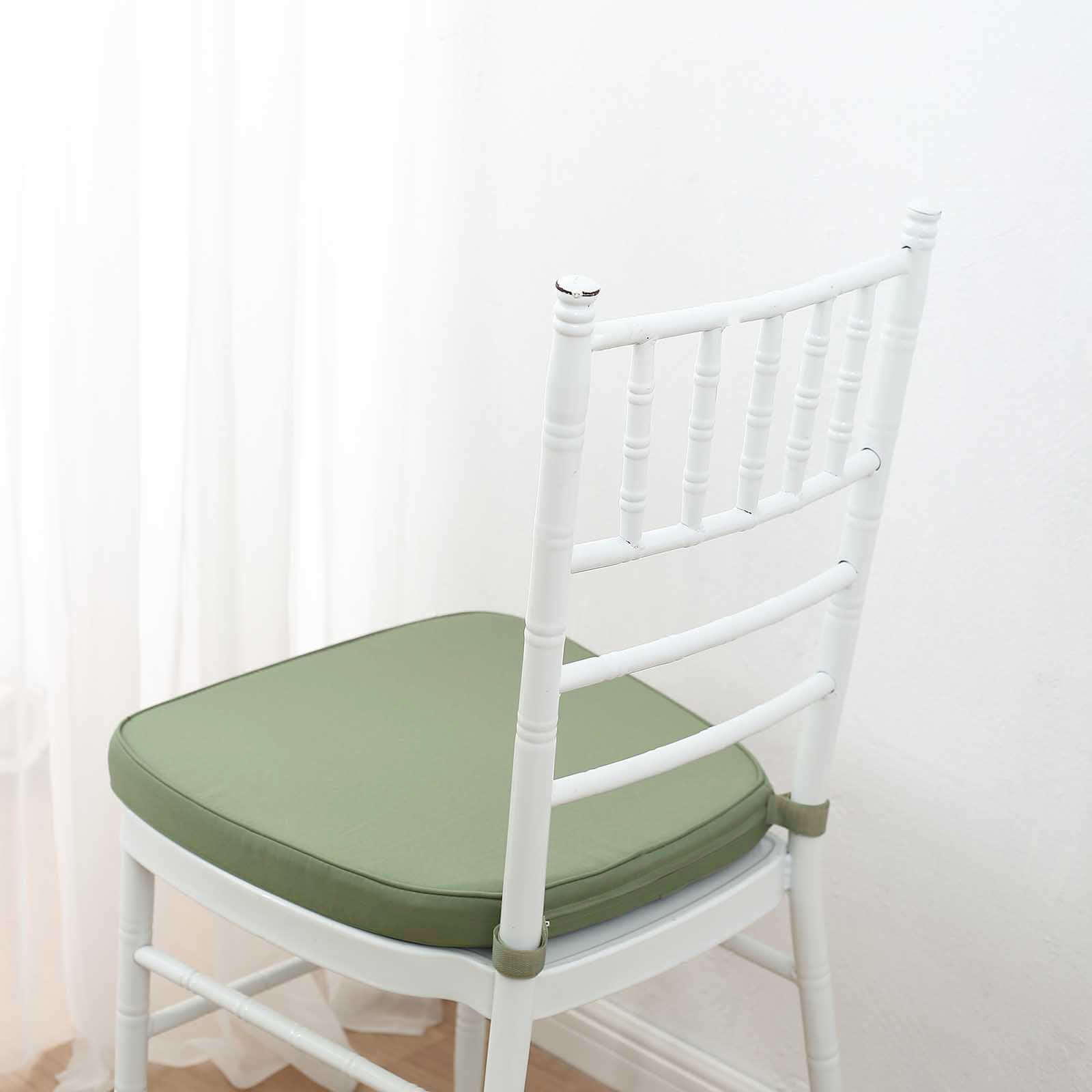 Chiavari Chair Cushion with 1.5" Thick Memory Foam and Ties Dusty Sage Green - Stylish Removable Cover for Comfort