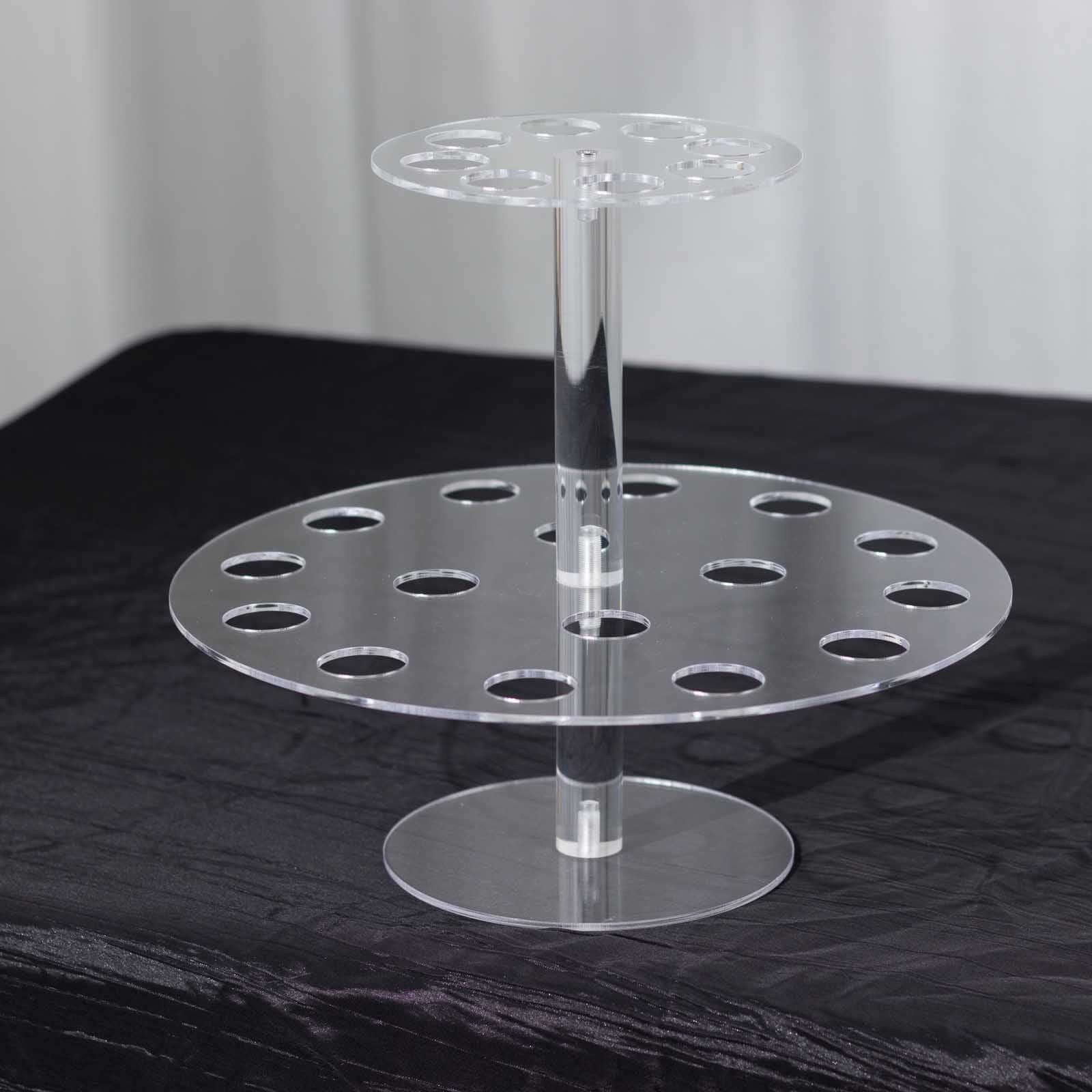 2 Tier Acrylic Round Ice Cream Cone Holder Clear - Sturdy Appetizer Dessert Display Stand with 24-Slots for Easy & Stylish Event Party Table Setup 12"
