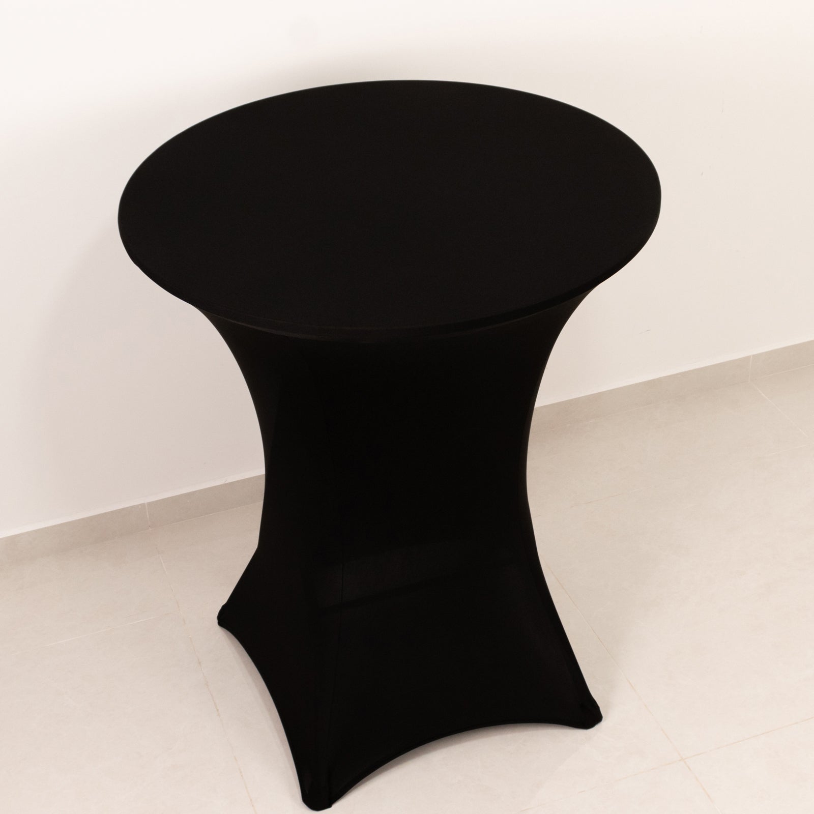 Spandex 36" Round Cocktail Table Cover Black - Easy to Maintain Stretch Fitted Highboy Tablecloth