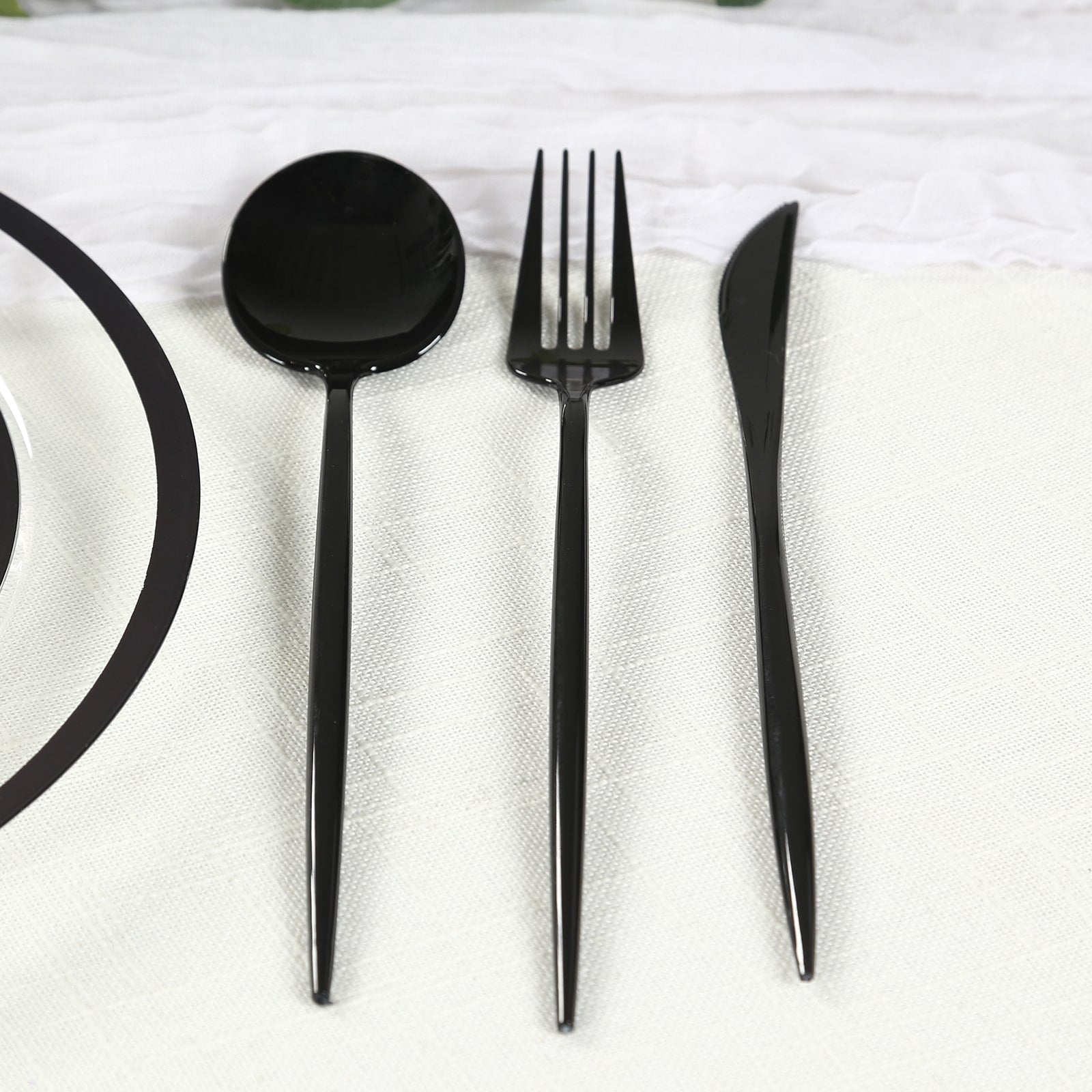 60 Pack Plastic Silverware Set, Black Heavy Duty Disposable Sleek Utensil Cutlery