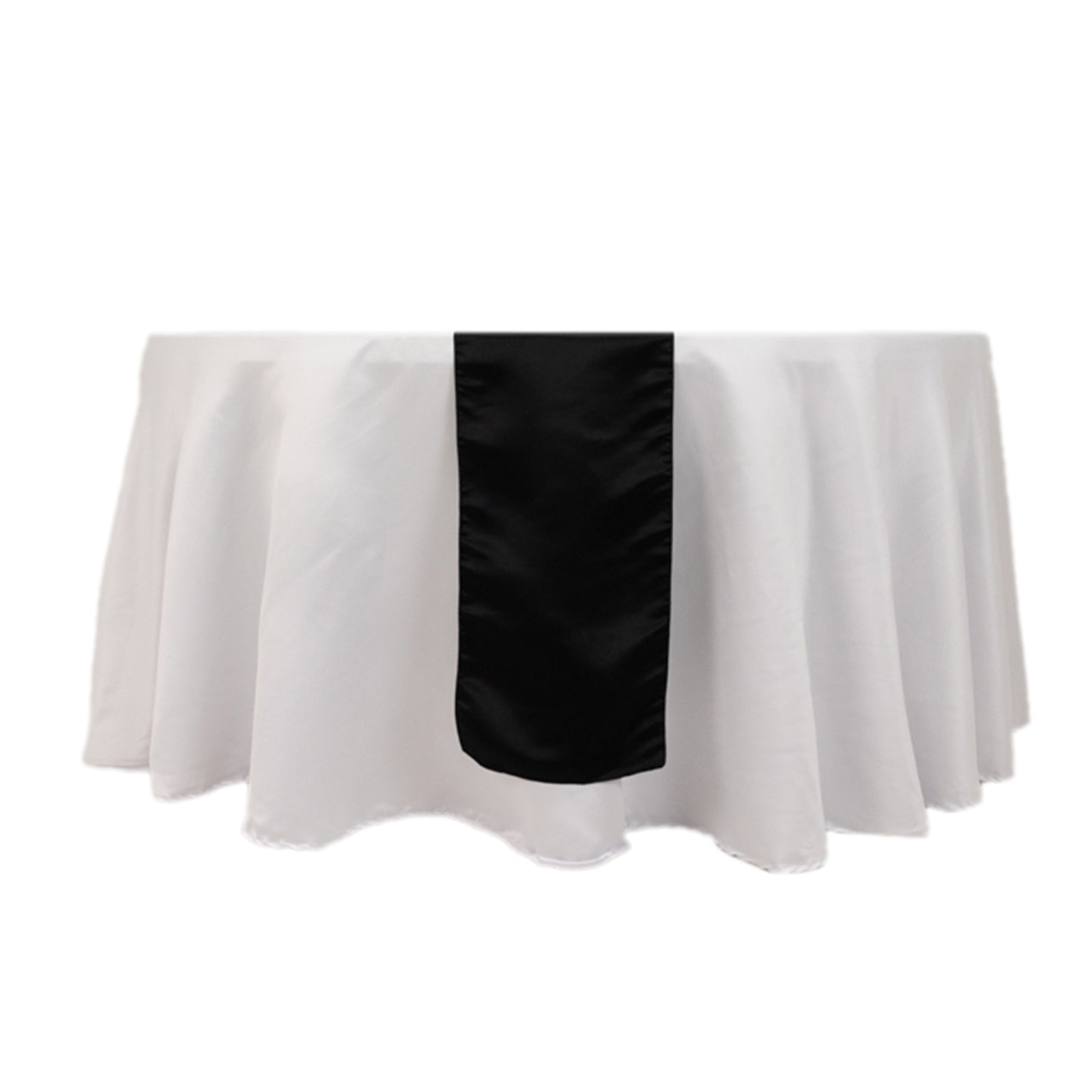 Lamour Satin 12"x108" Table Runner Black - Smooth & Lustrous Finish