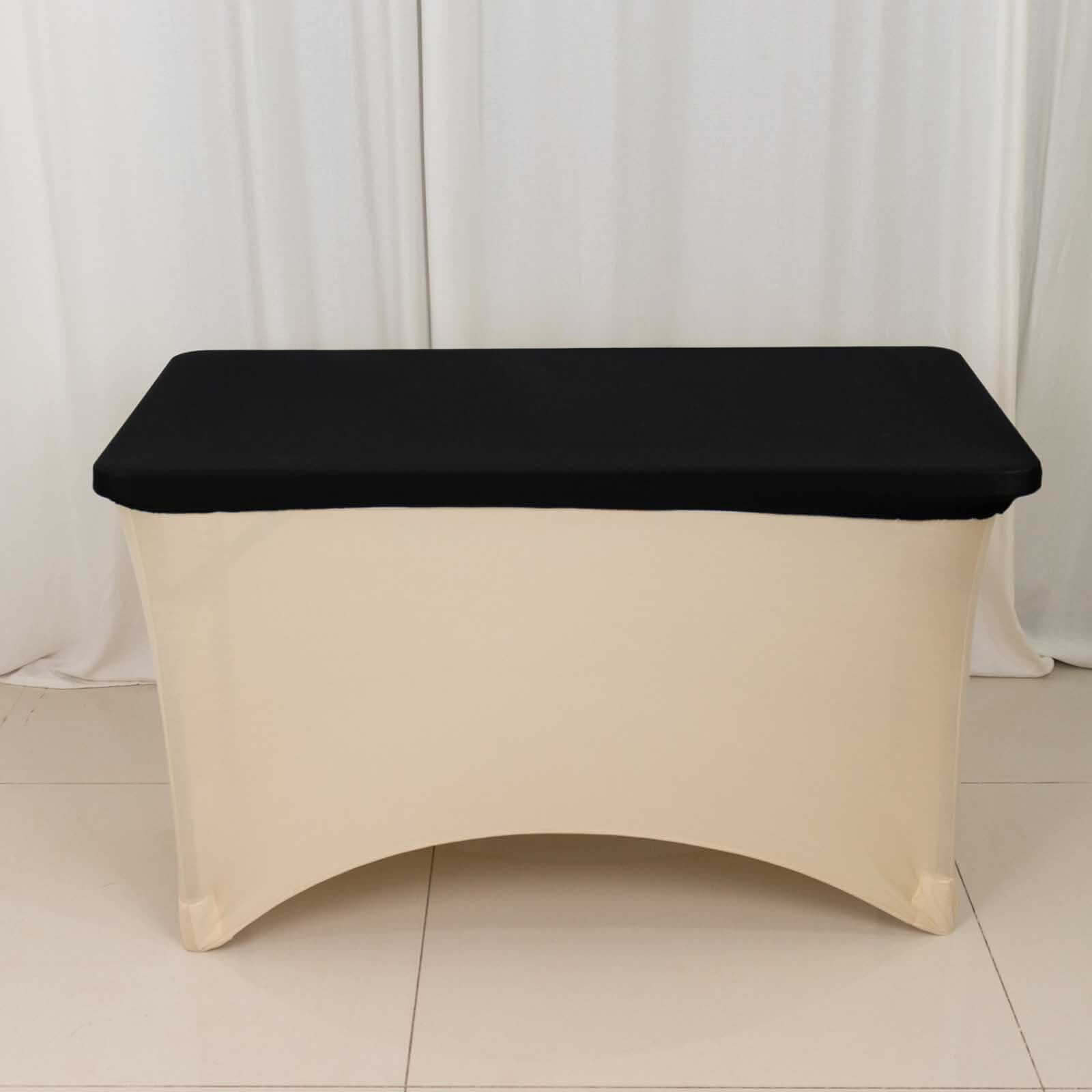 Stretch Spandex 48"x30" Rectangle Tablecloth Top Cover Black - Durable Form-Fitting Table Cover