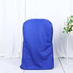 10 Pack Polyester Chair Covers for Folding Chairs Royal Blue - Wrinkle-Free Stain-Resistant Slip-On Slipcovers