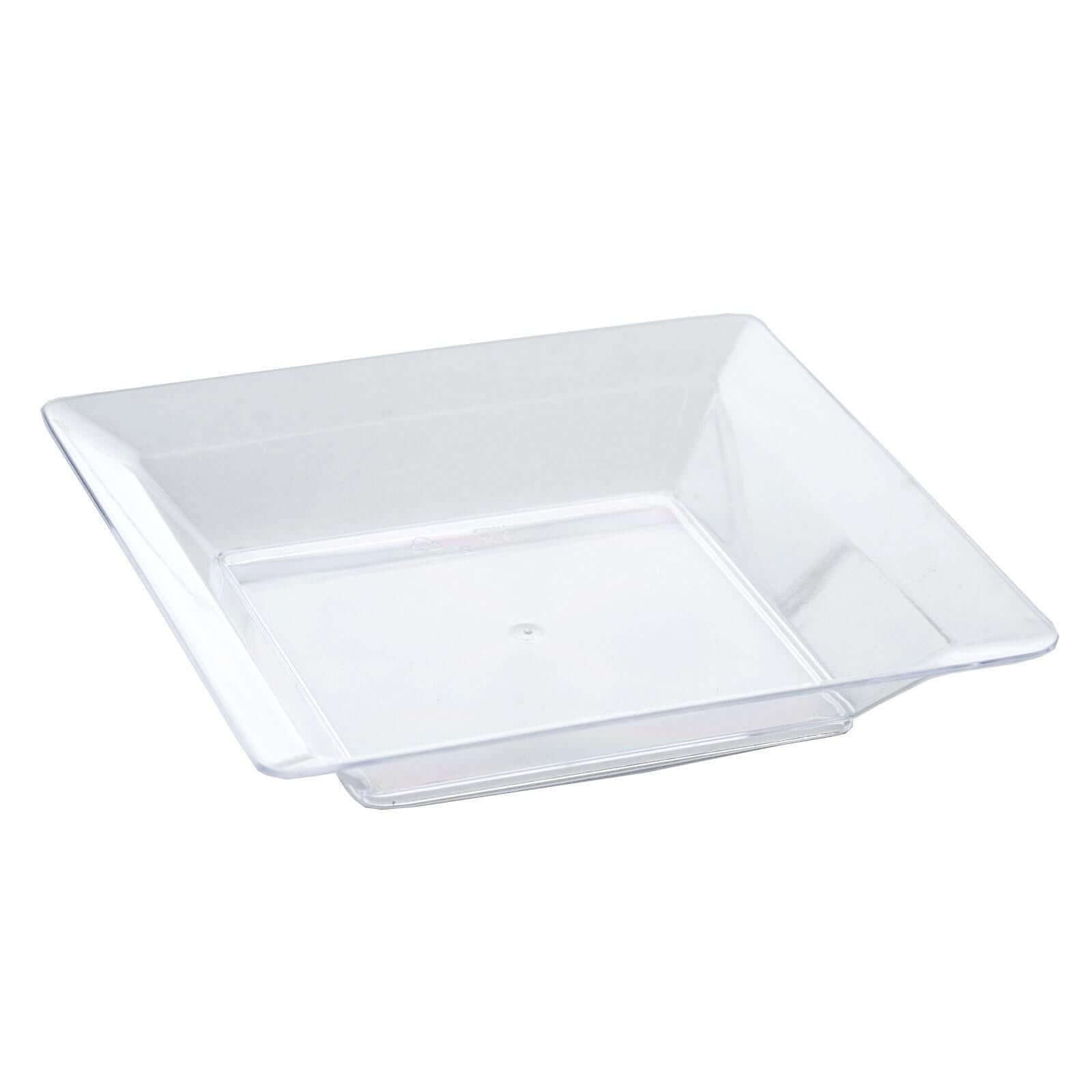 12-Pack Appetizer Plates Mini Square Design Clear - Plastic Disposable Plates for Desserts 4"