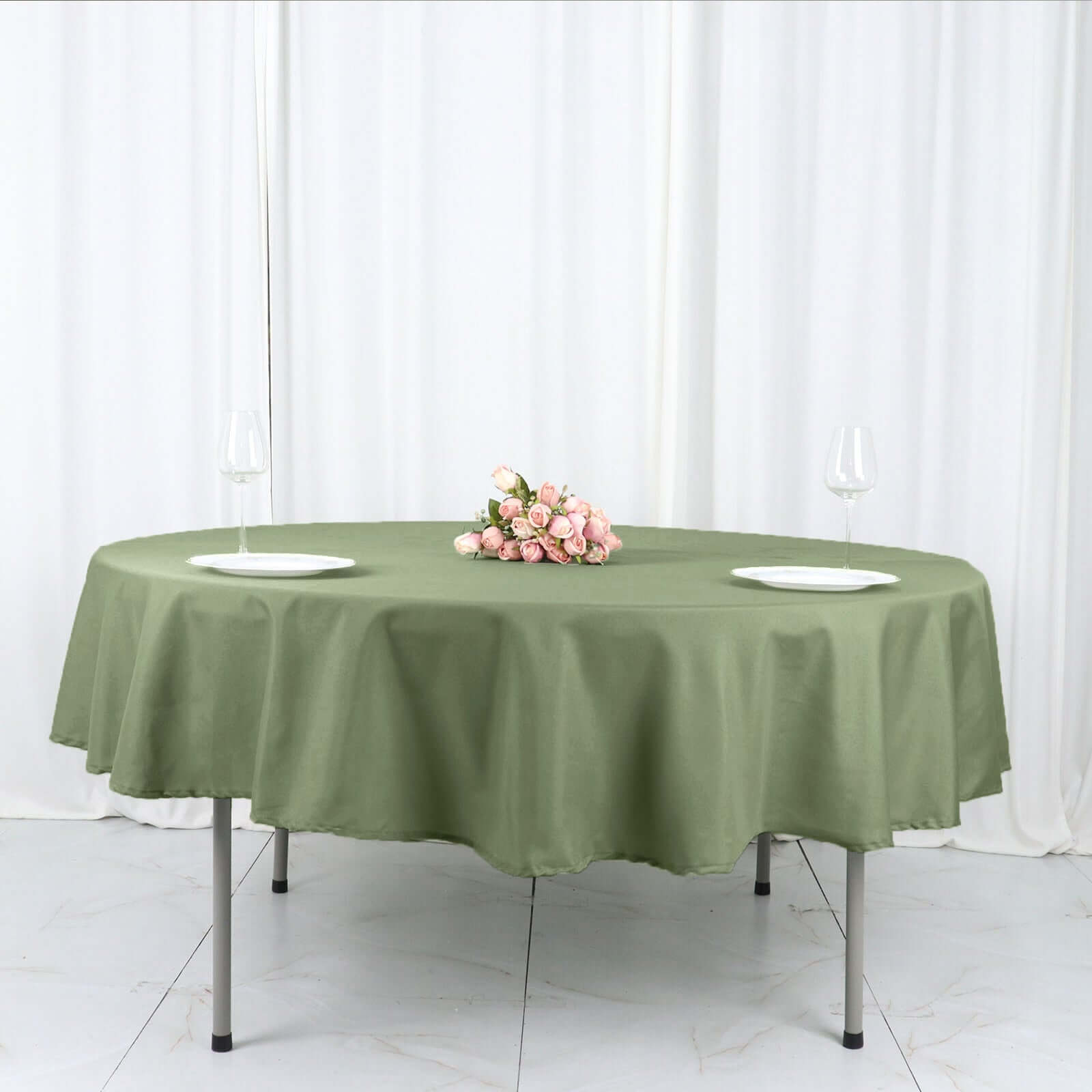 Polyester 90" Round Tablecloth Dusty Sage Green - Stain & Wrinkle-Resistant Table Cover