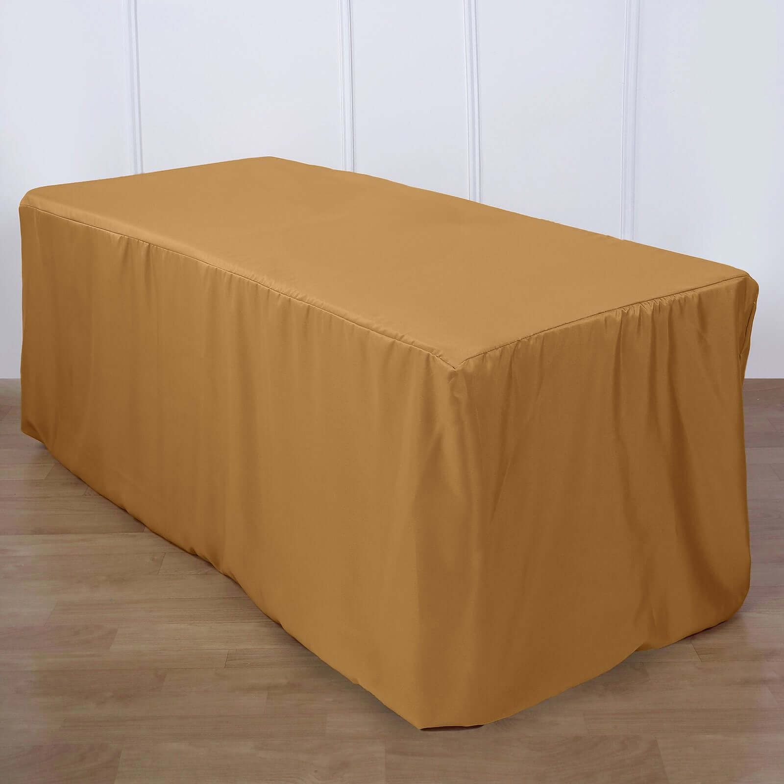 Fitted Polyester 72"x30" Rectangle Tablecloth Gold - Sleek and Durable for Events