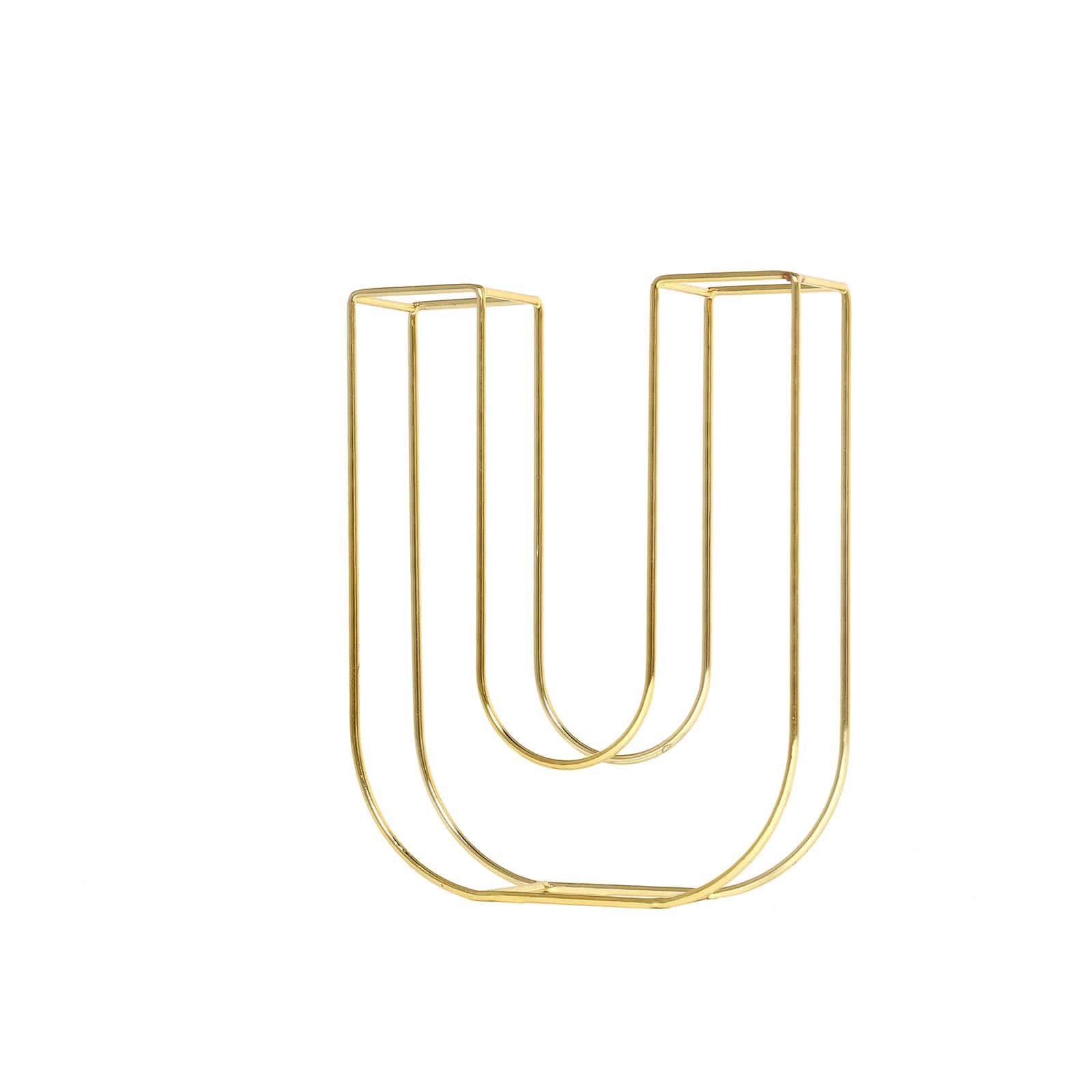 8" Tall Gold Freestanding 3D Decorative Wire Letter, Wedding Centerpiece - U