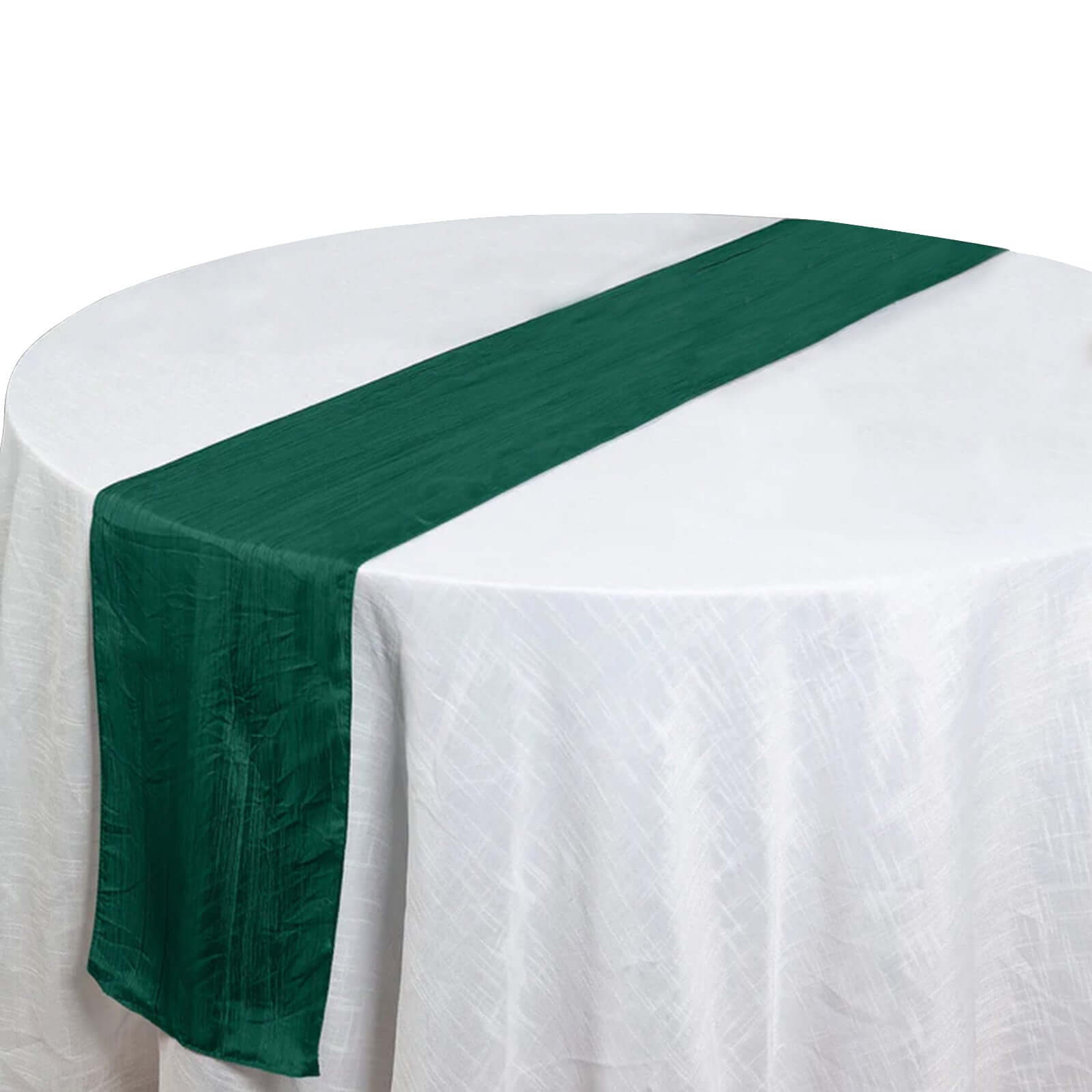 Taffeta 12"x108" Table Runner Hunter Emerald Green - Accordion Crinkle Design