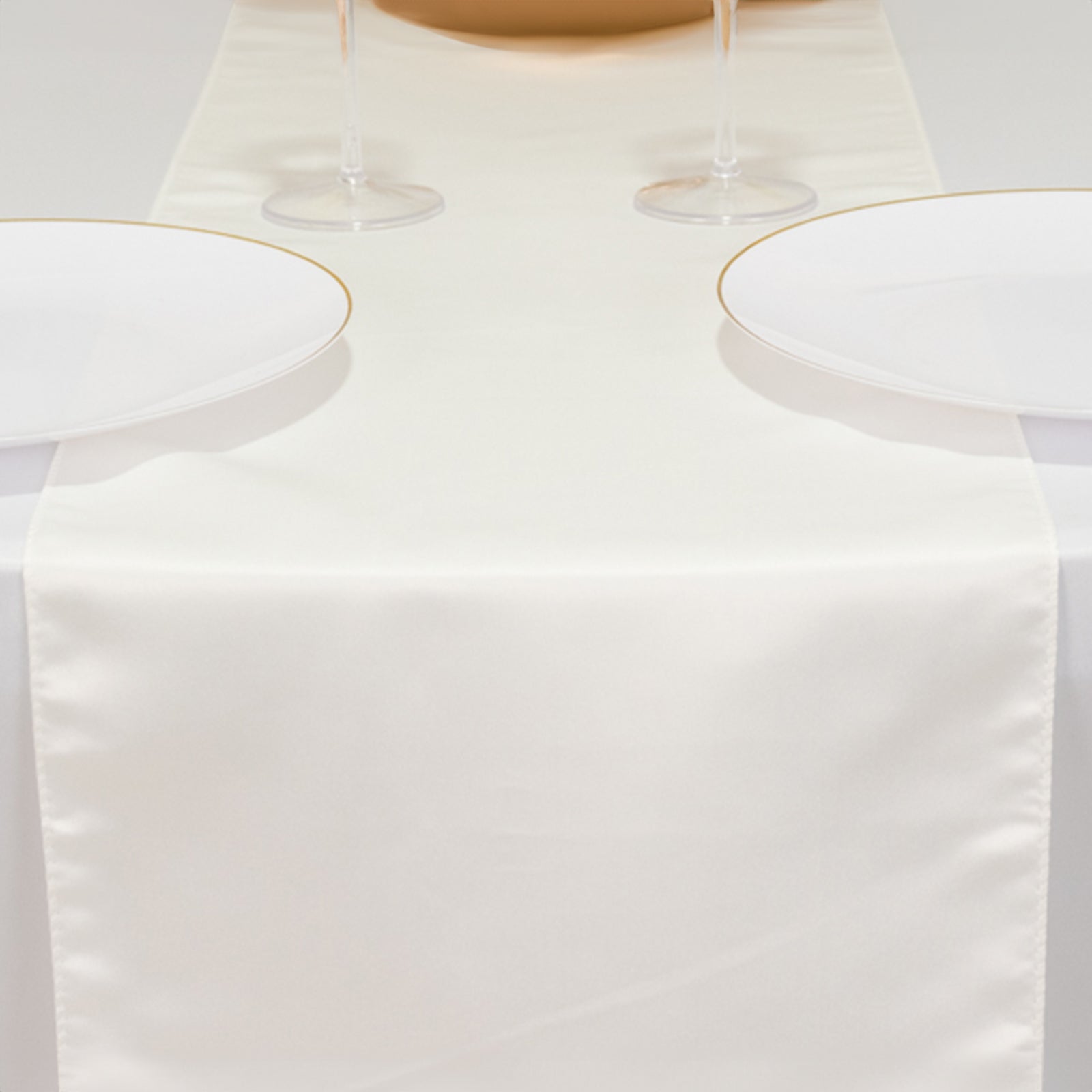 Lamour Satin 12"x108" Table Runner Ivory - Smooth & Lustrous Finish